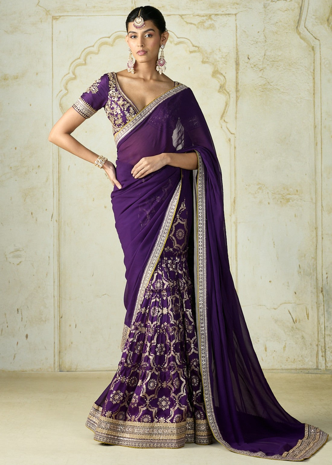 Purple Ruqqayah Sari Set