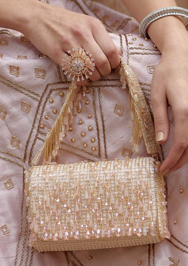 Opal Rose Quartz Pink Flap Over Clutch