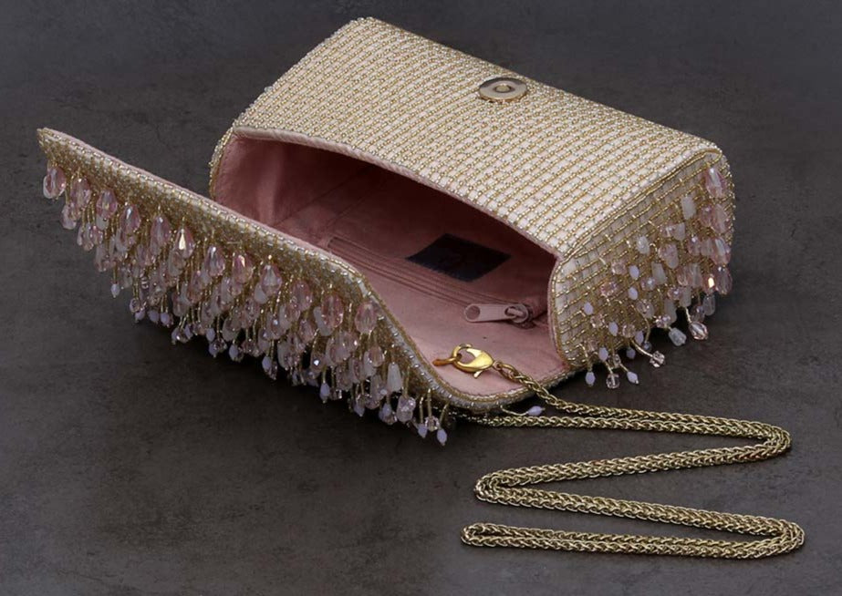 Opal Rose Quartz Pink Flap Over Clutch