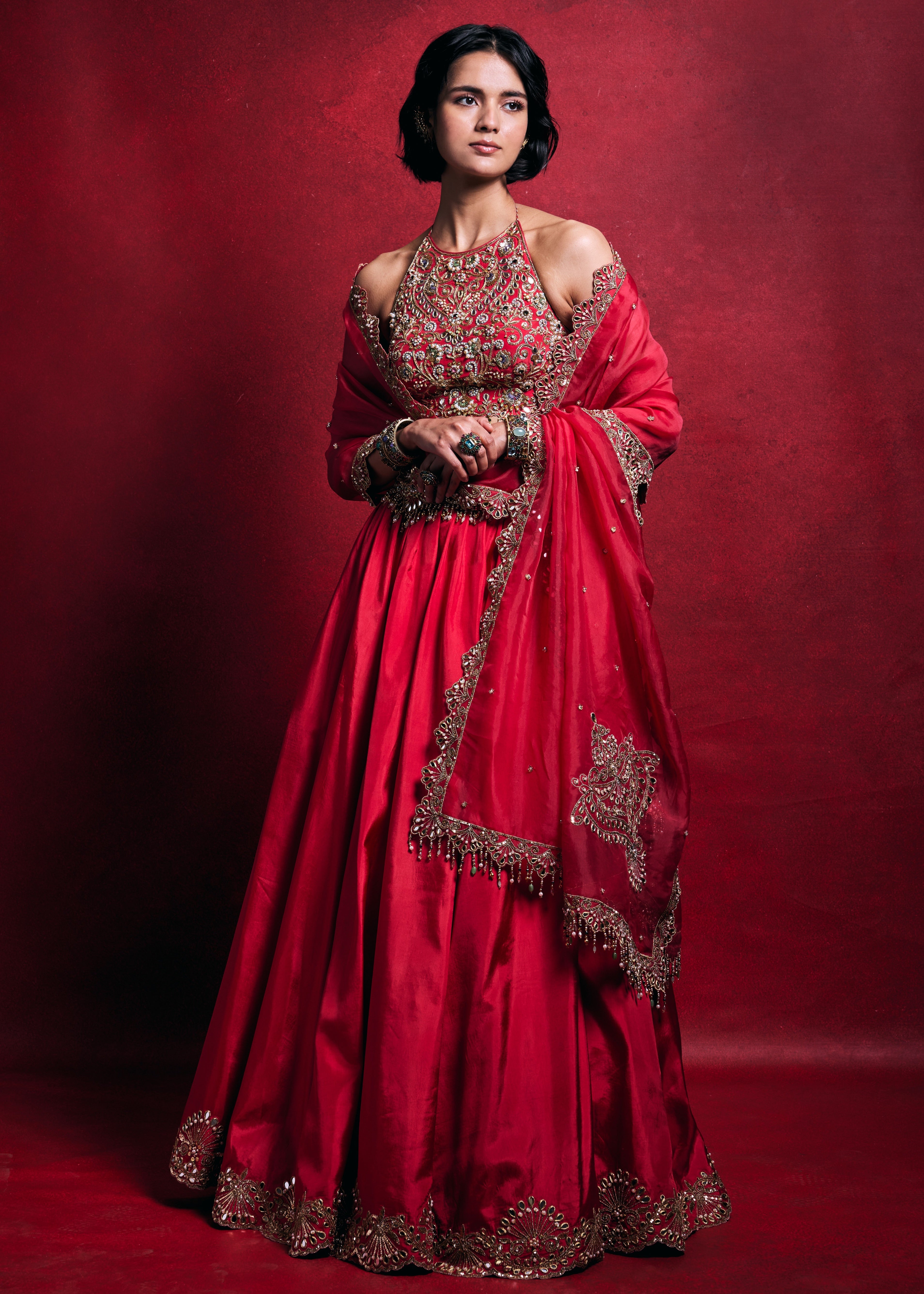 Fuscia Pink Silk Lehenga Set