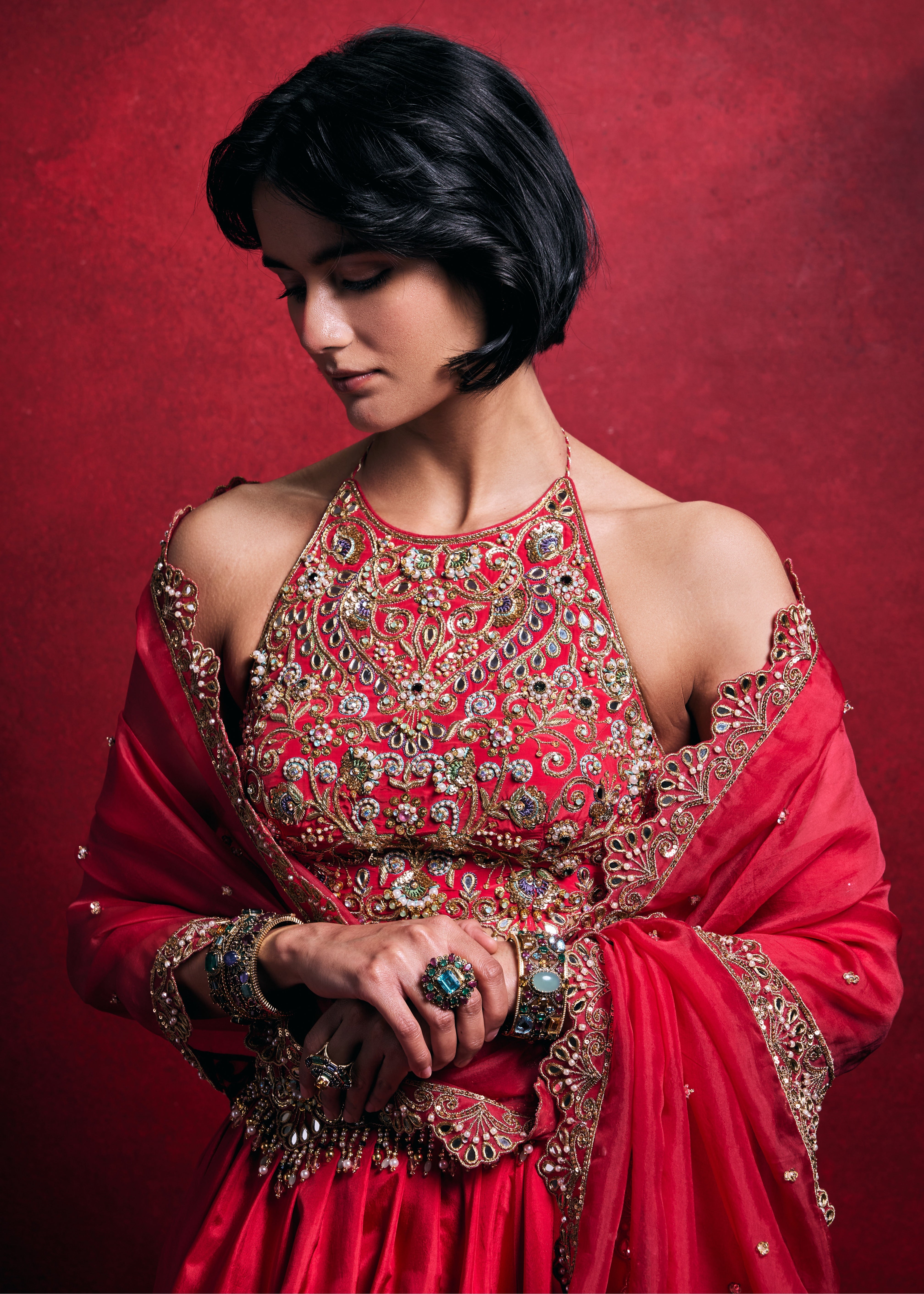 Fuscia Pink Silk Lehenga Set