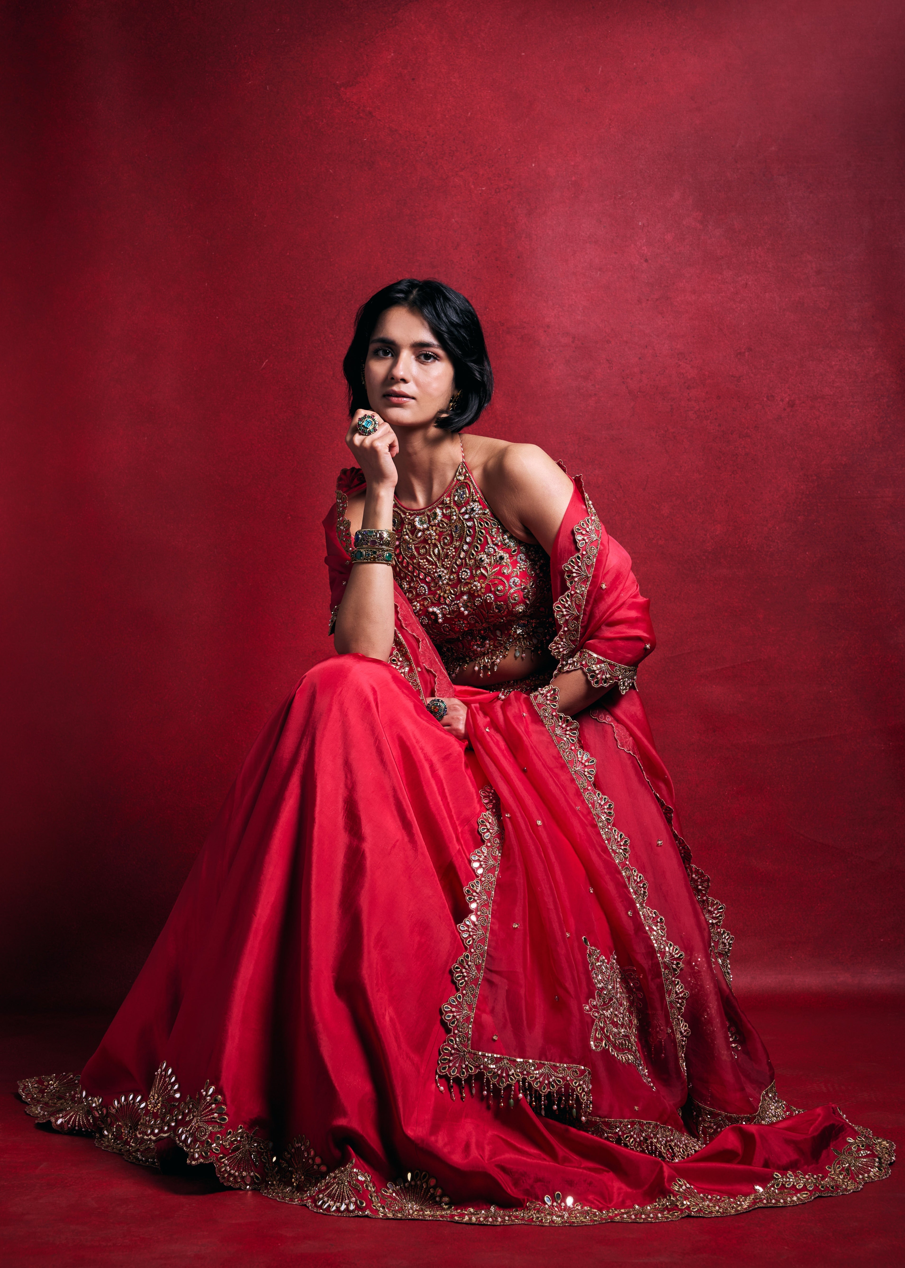 Fuscia Pink Silk Lehenga Set