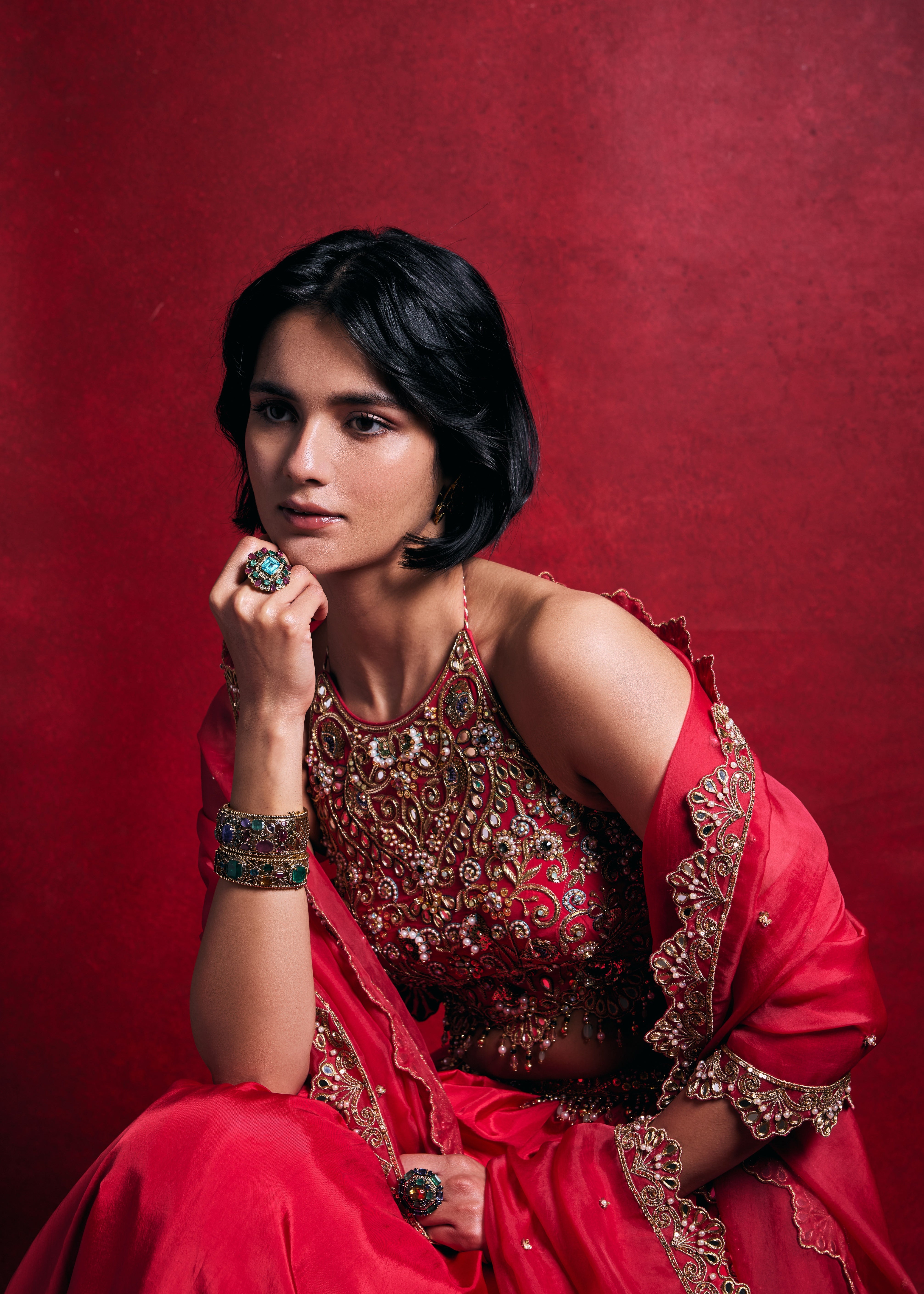 Fuscia Pink Silk Lehenga Set