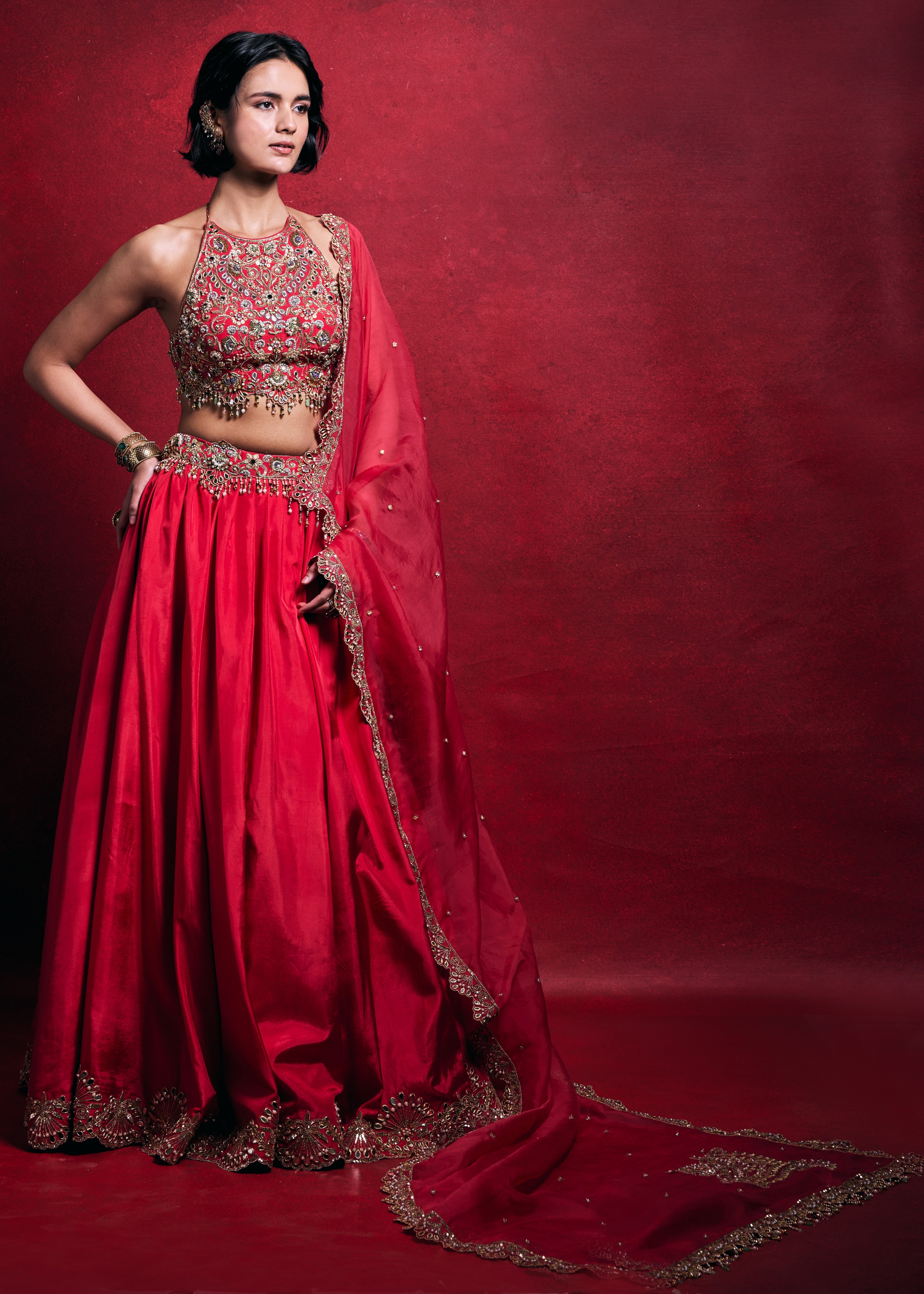 Fuscia Pink Silk Lehenga Set