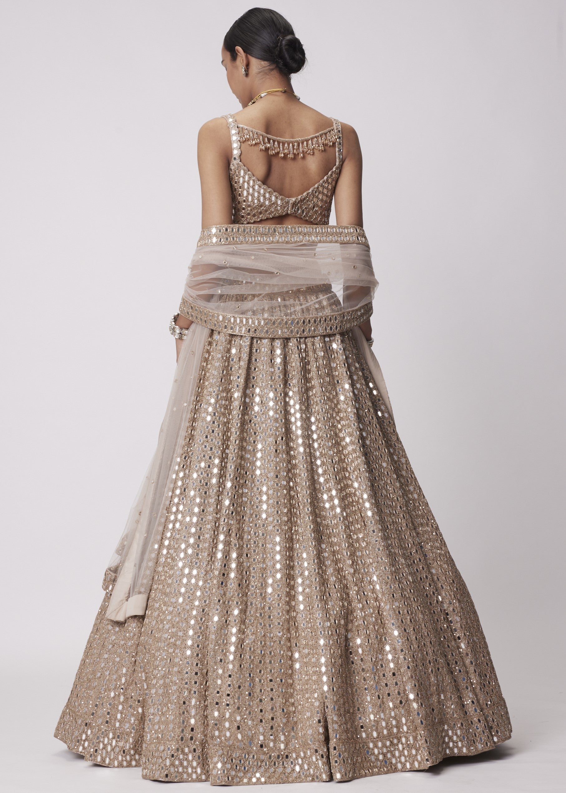 Light Beige Hand Embroidered Lehenga Set