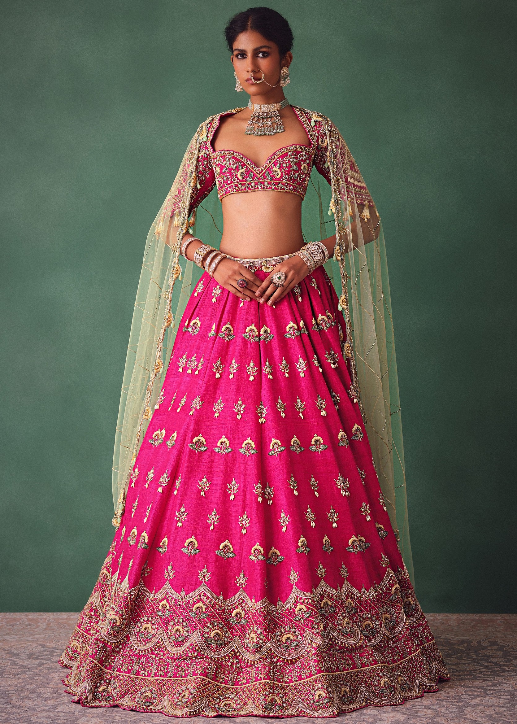 Deep Pink Bridal Lehenga