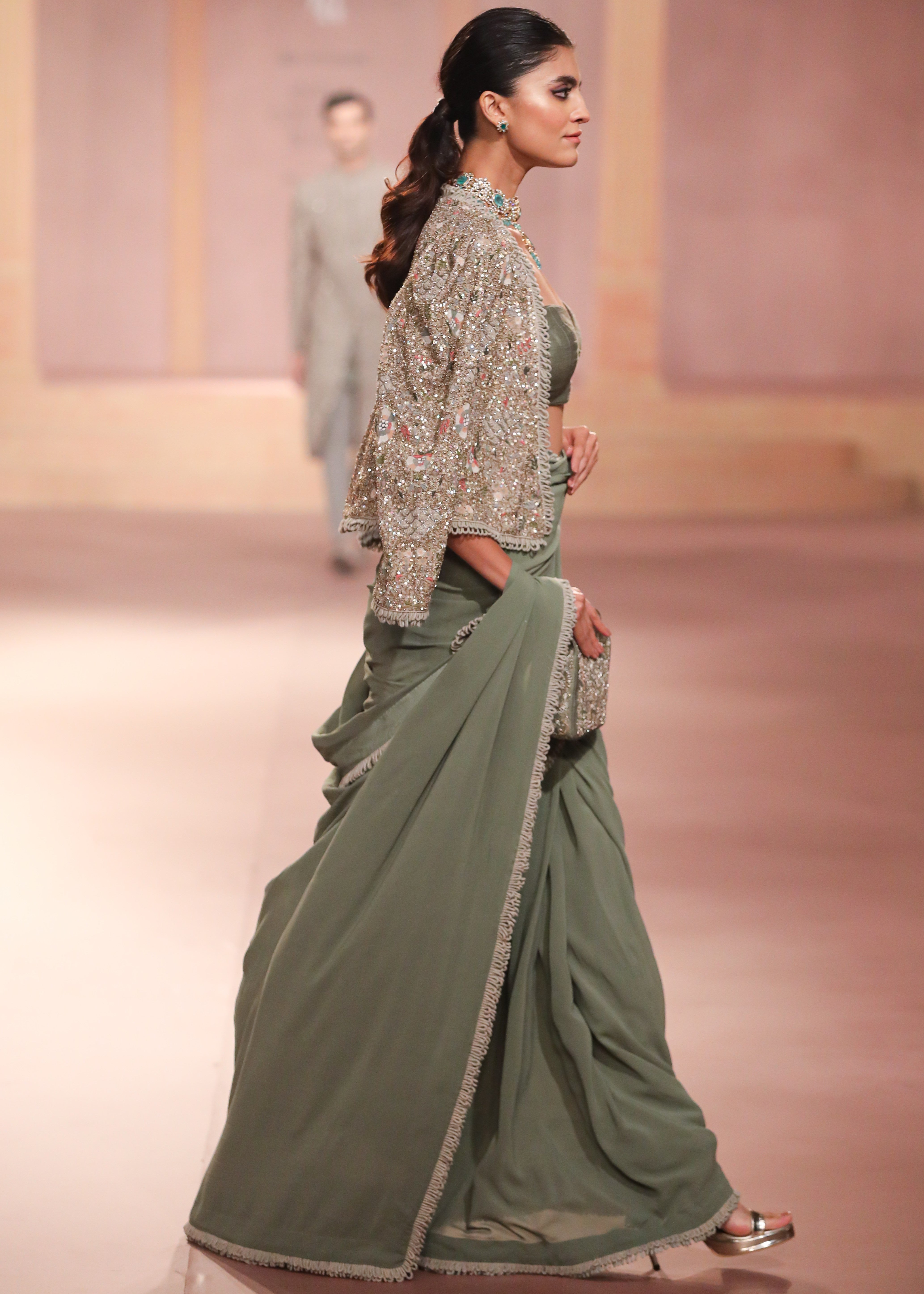 Mint Georgette Sari Set