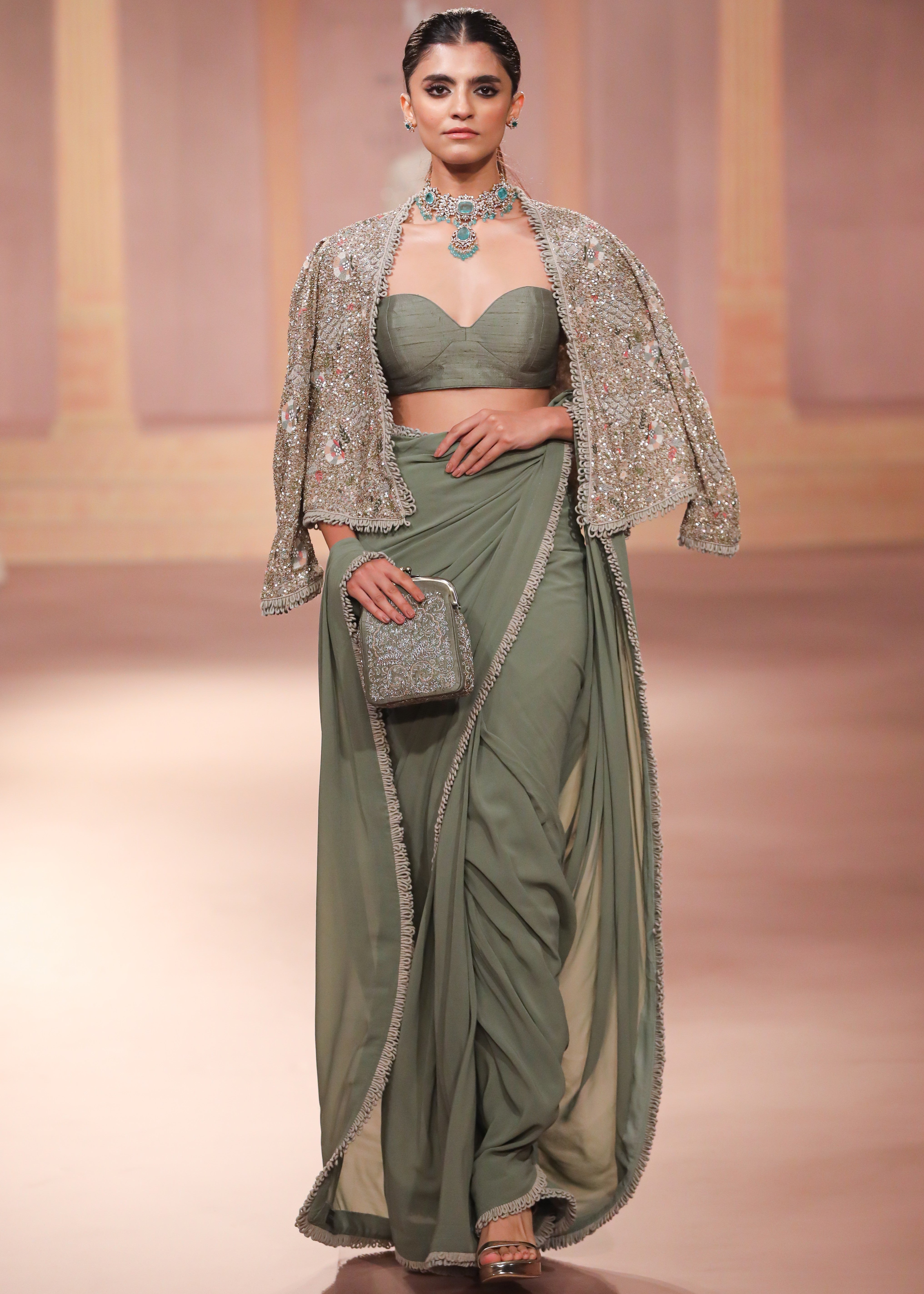 Mint Georgette Sari Set