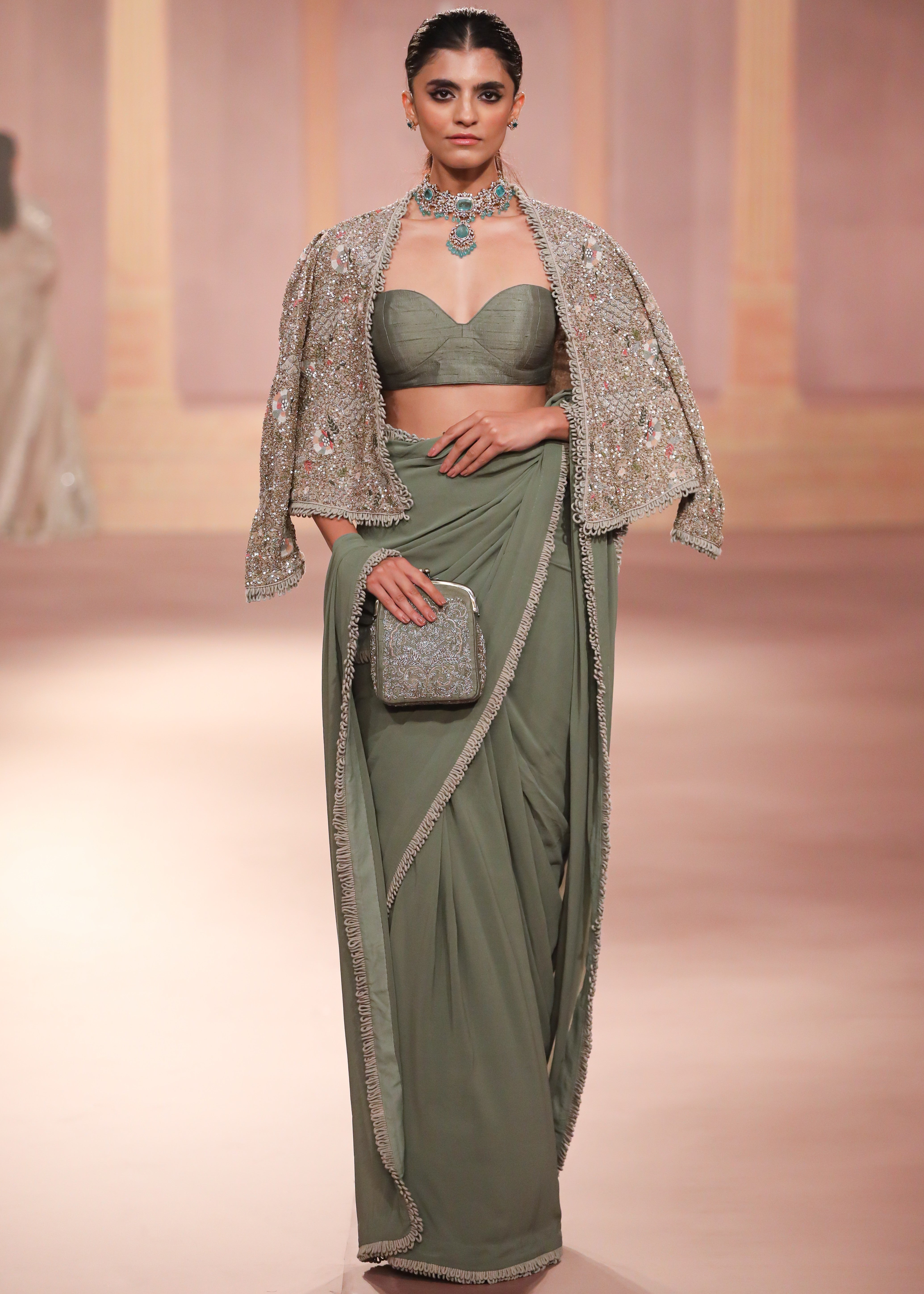 Mint Georgette Sari Set