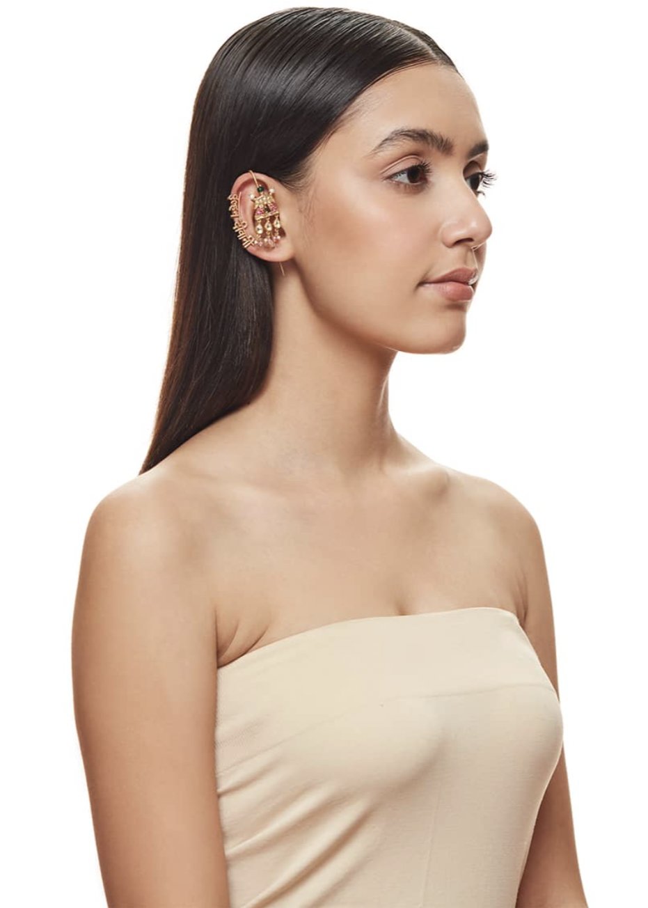 Palki Jhalar Earrings and Dulhan Deewani Ear Cuffs