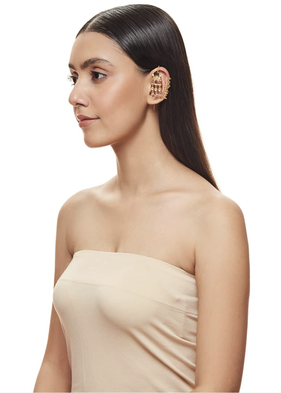 Palki Jhalar Earrings and Dulhan Deewani Ear Cuffs