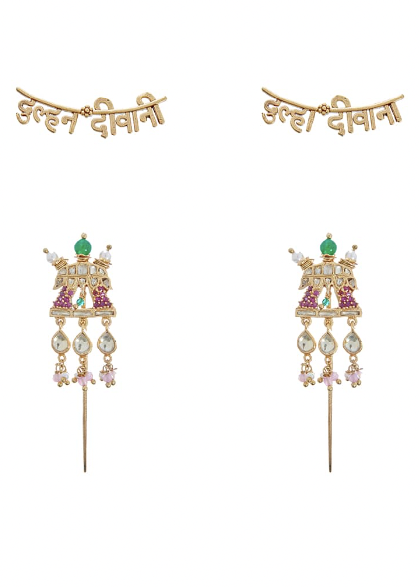 Palki Jhalar Earrings and Dulhan Deewani Ear Cuffs