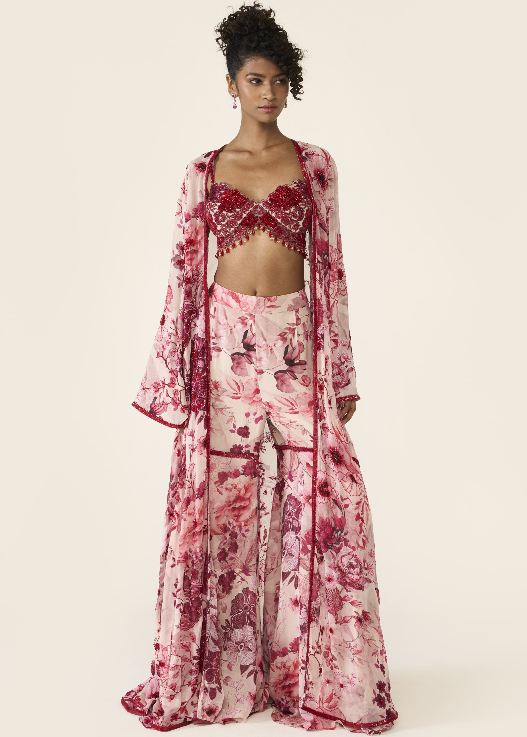 Pink Printed Cape Set