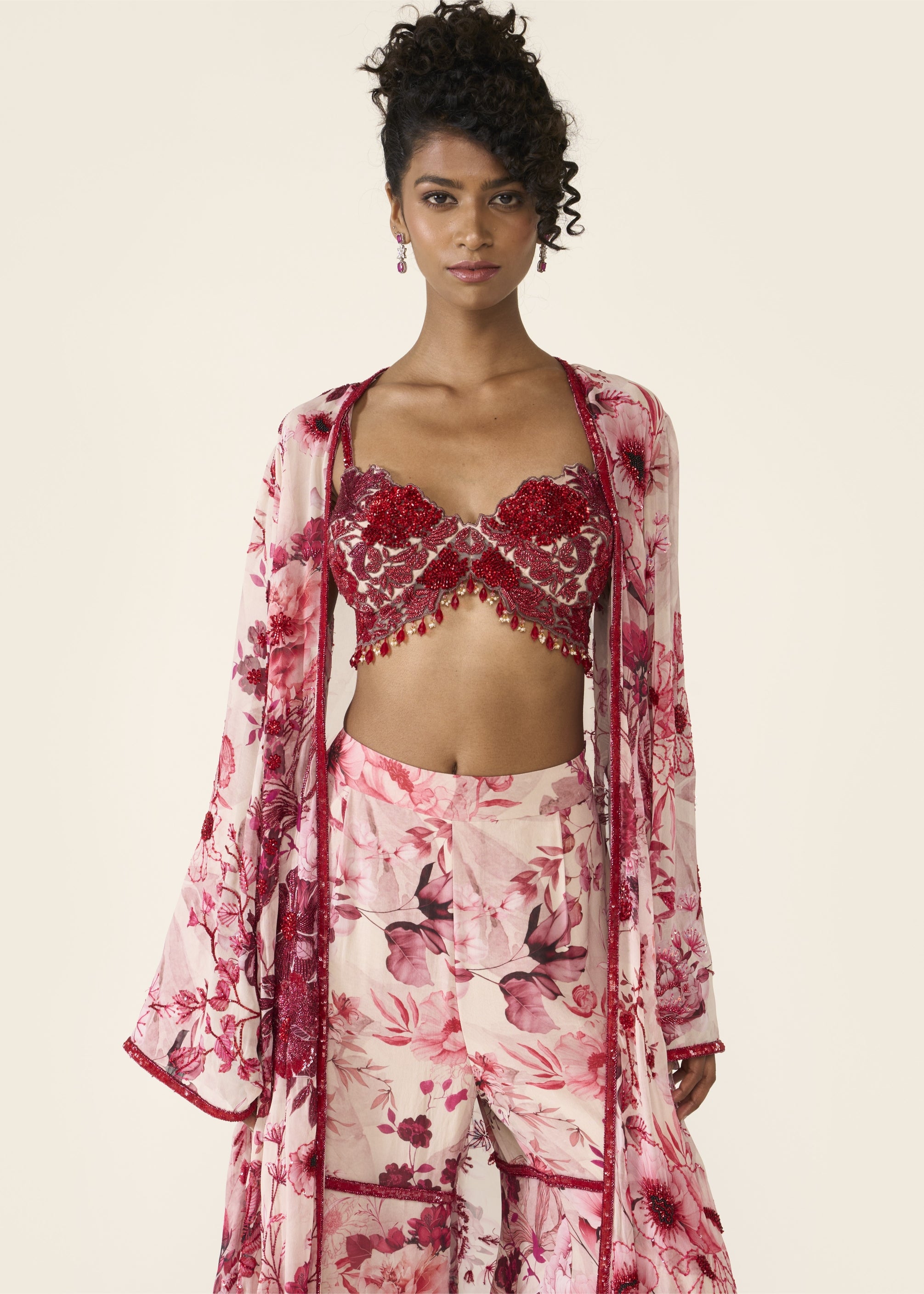 Pink Printed Cape Set
