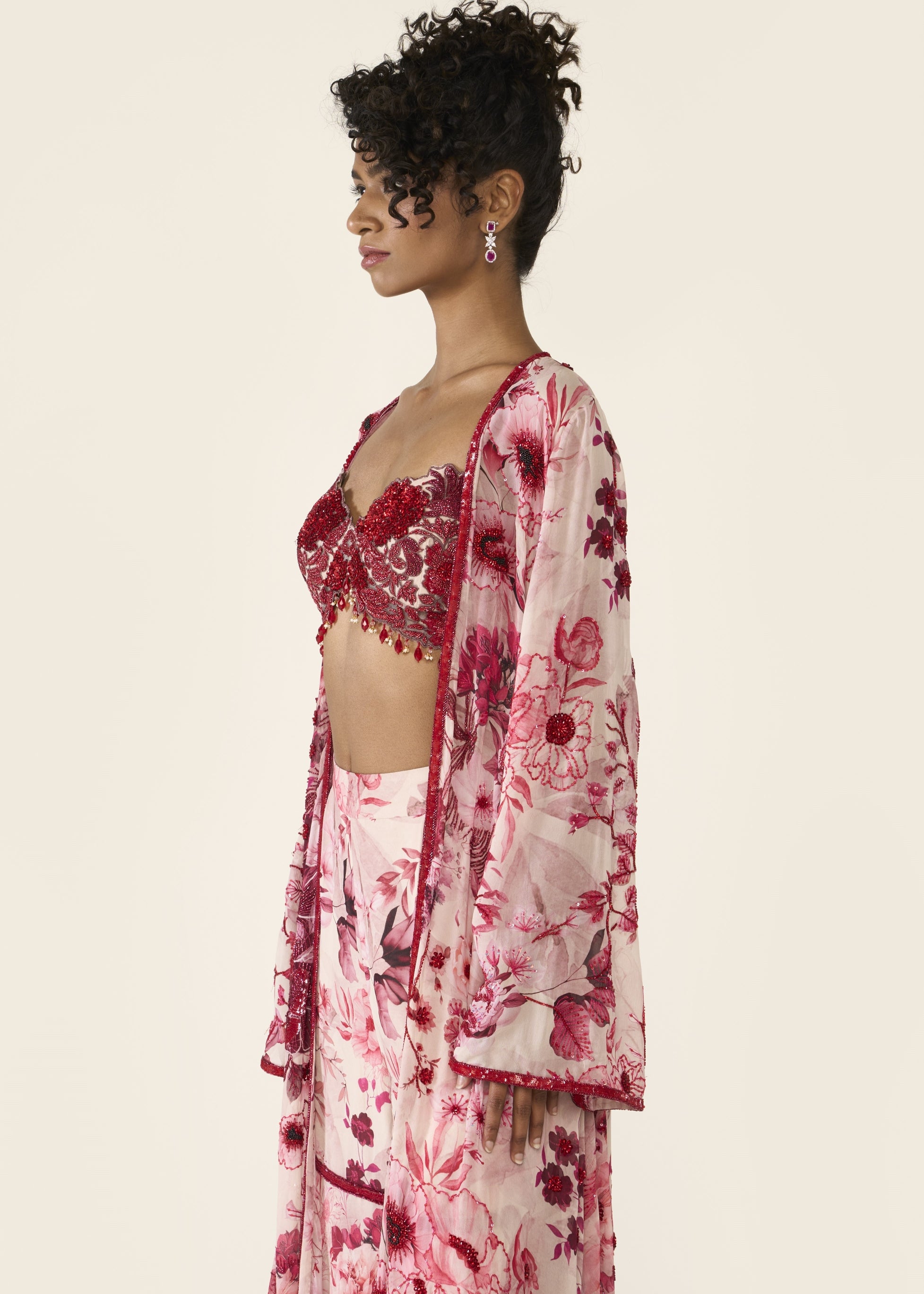 Pink Printed Cape Set