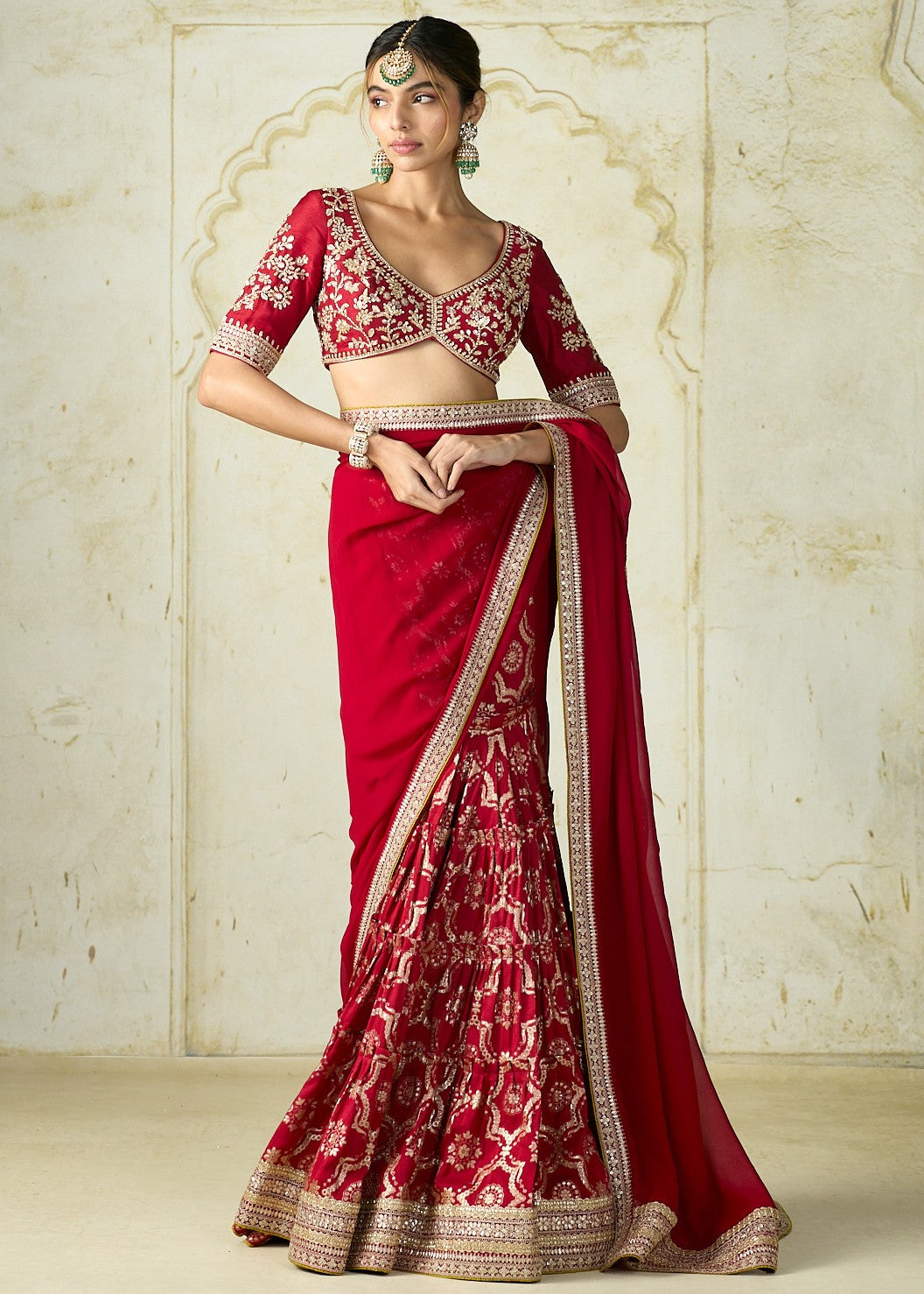 Red Ruqqayah Sari Set