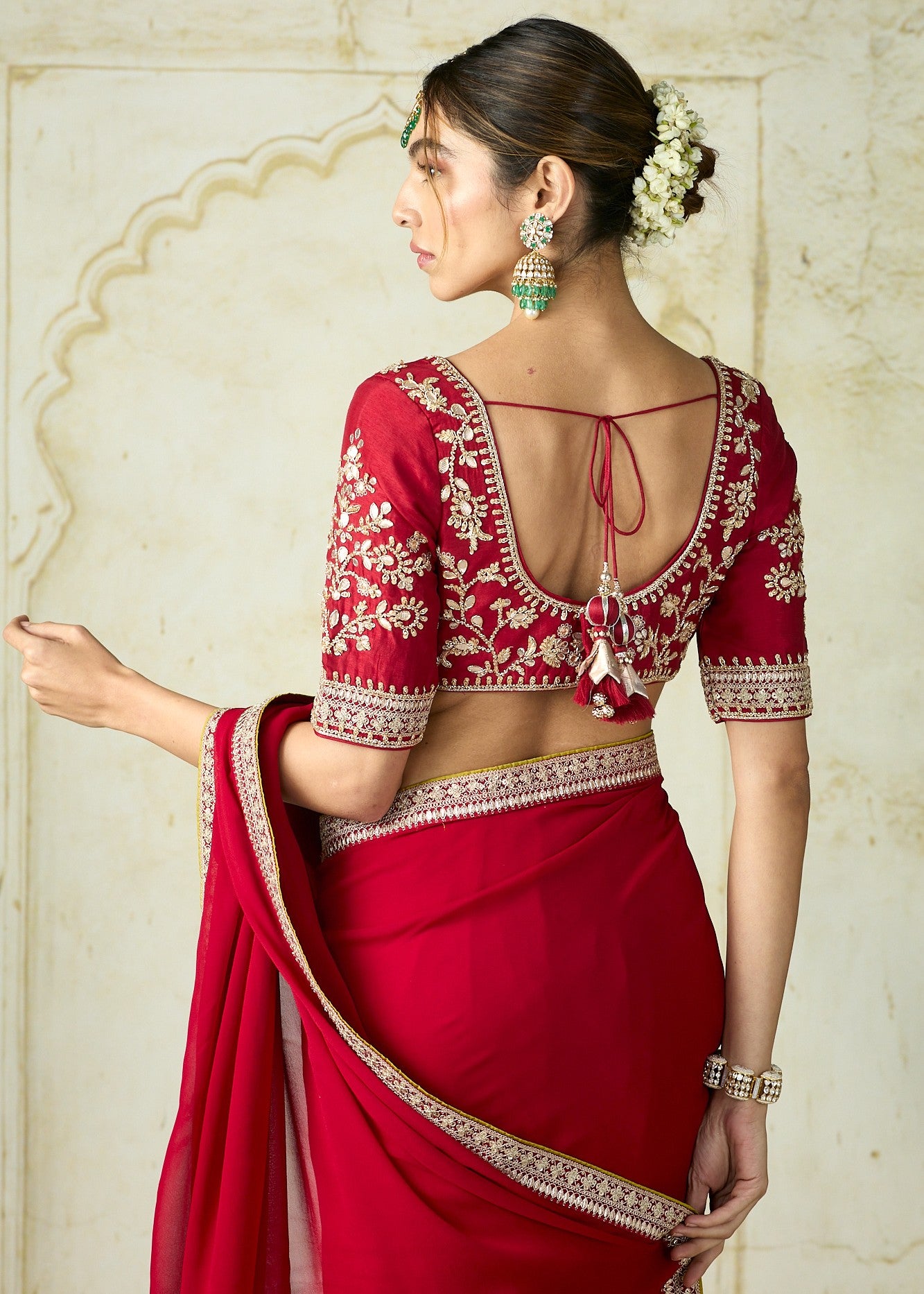 Red Ruqqayah Sari Set