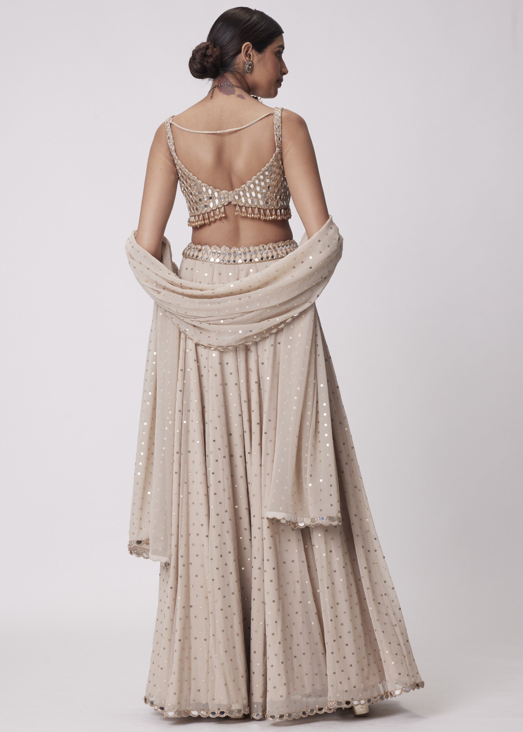 Light Beige Georgette Lehenga Pants Set