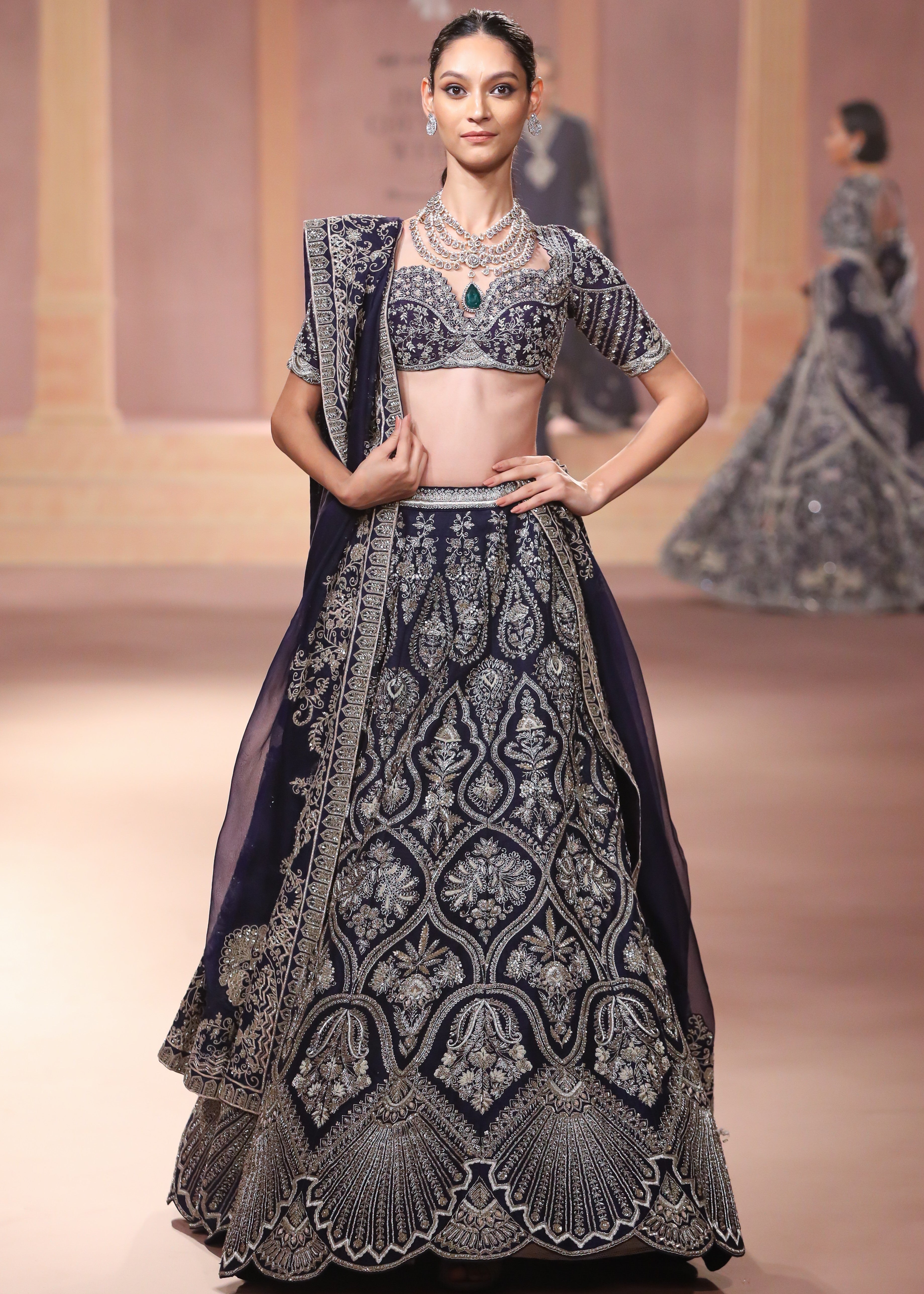 Purple Raw Silk Lehenga Set