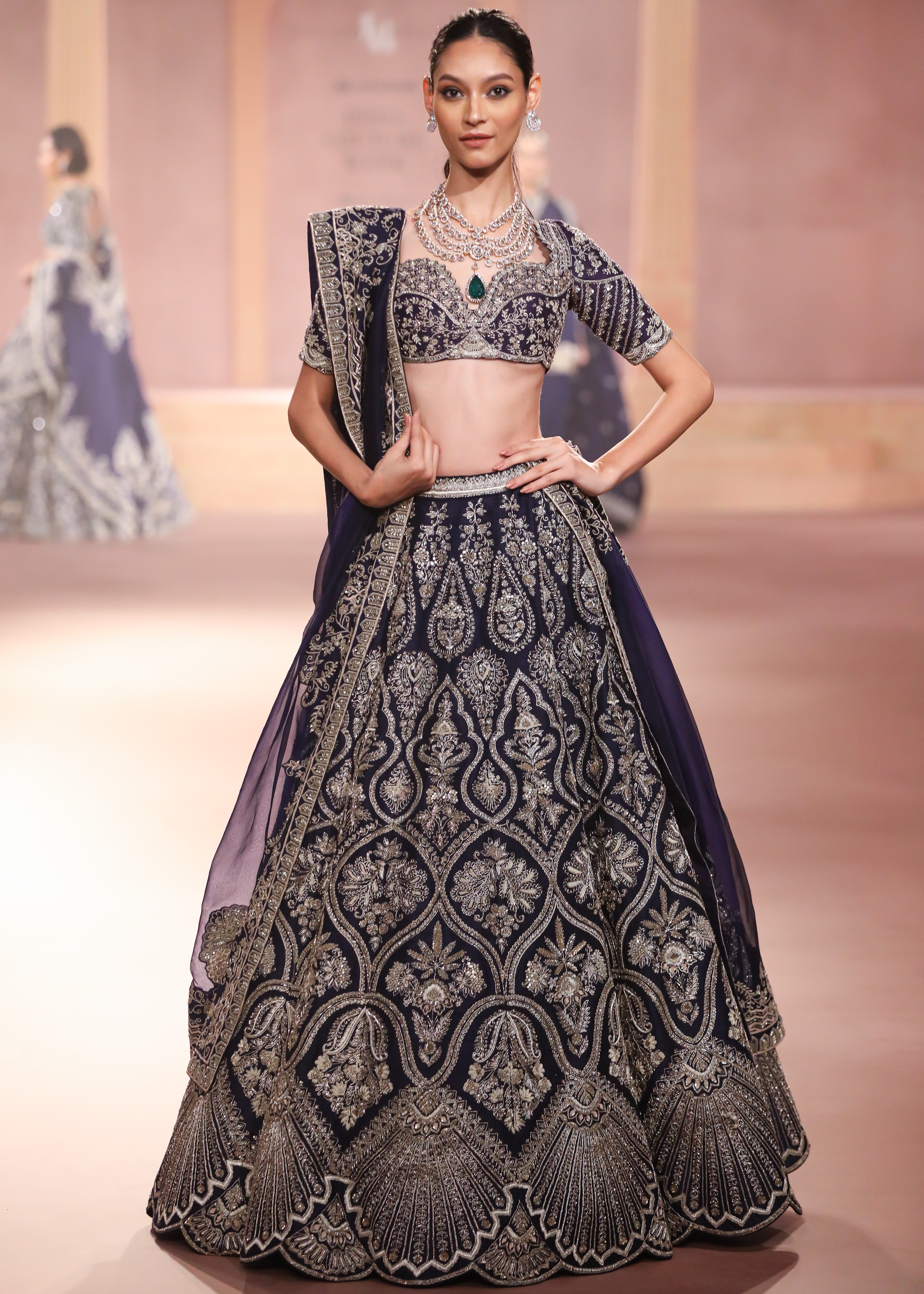 Purple Raw Silk Lehenga Set