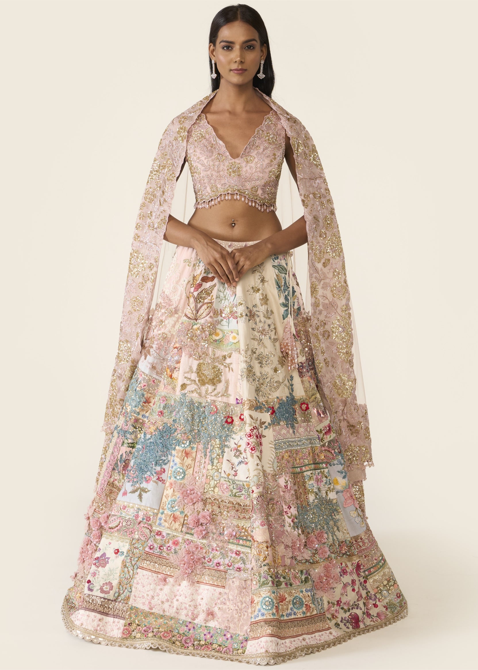 Linear Patchwork Lehenga Set