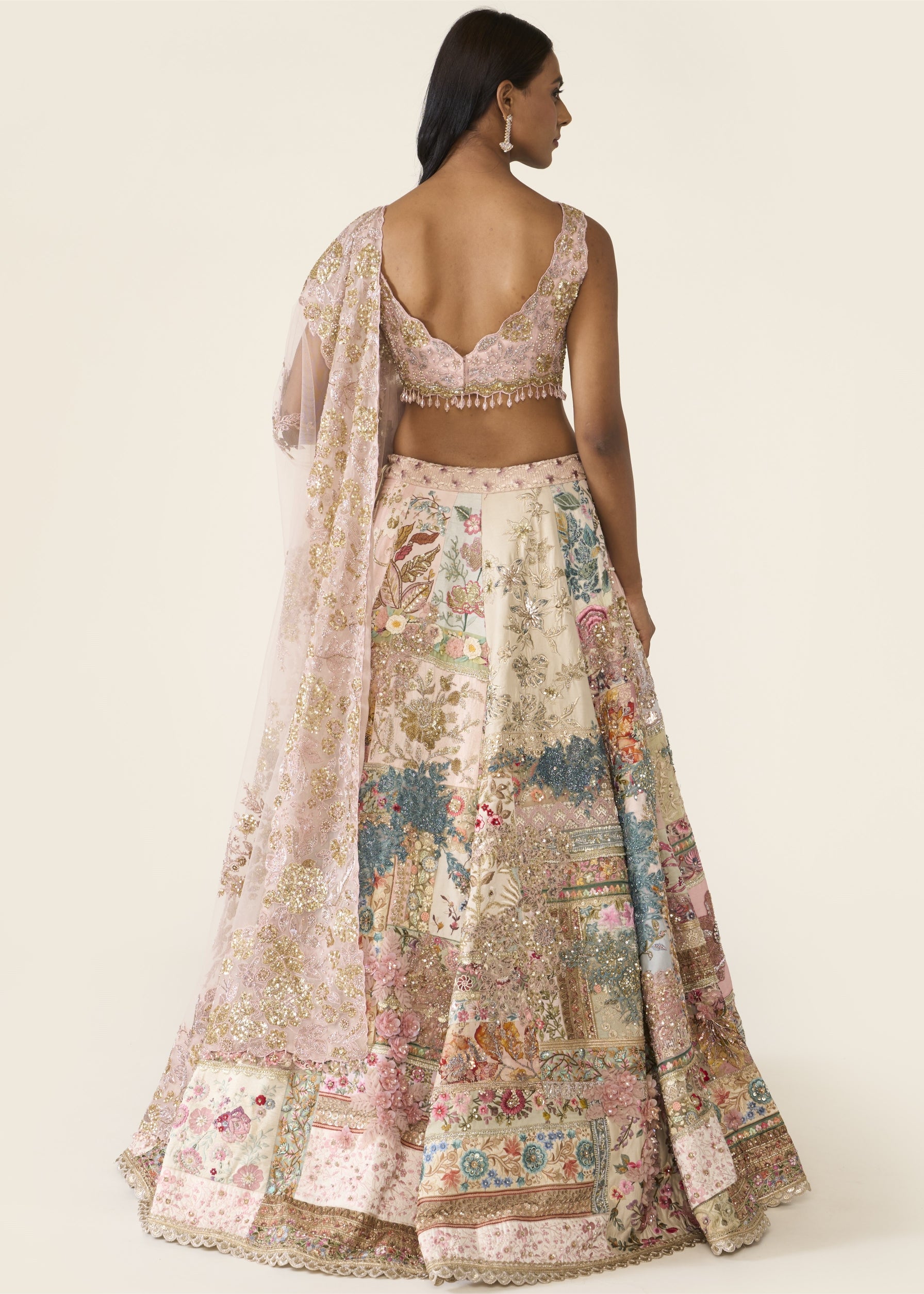 Linear Patchwork Lehenga Set