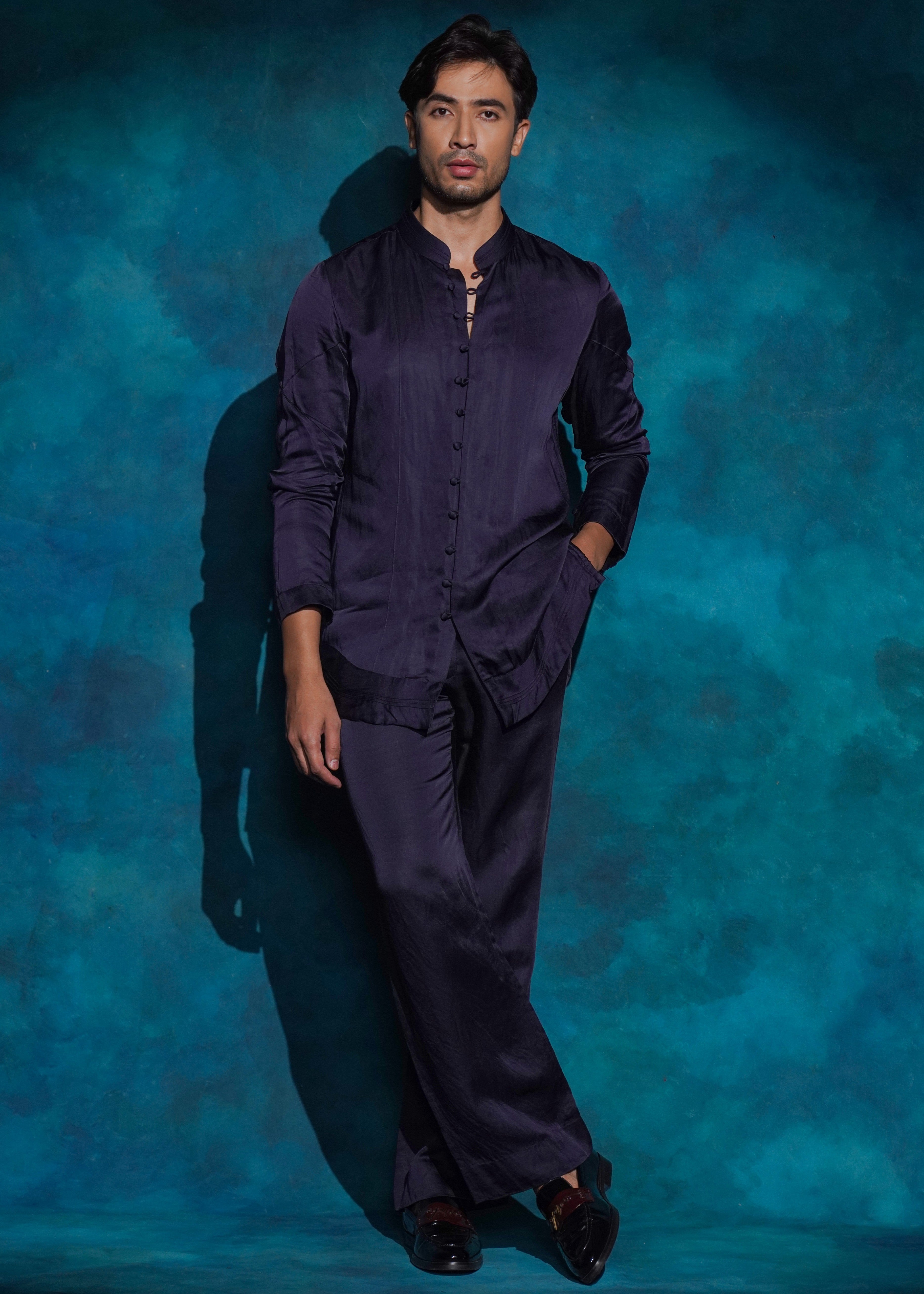 Midnight Blue Potli Button Kurta Set