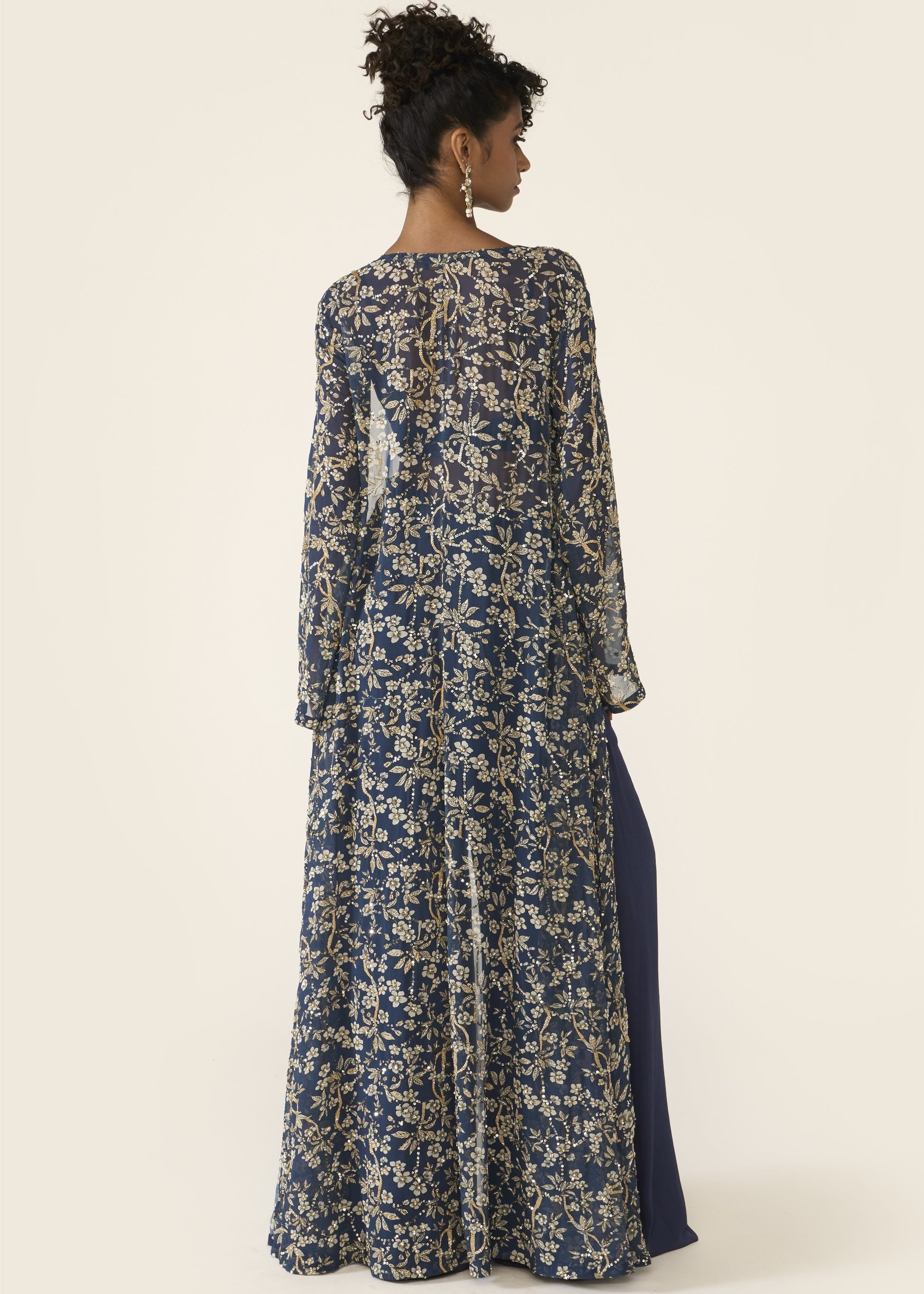 Blue Printed Cape Set