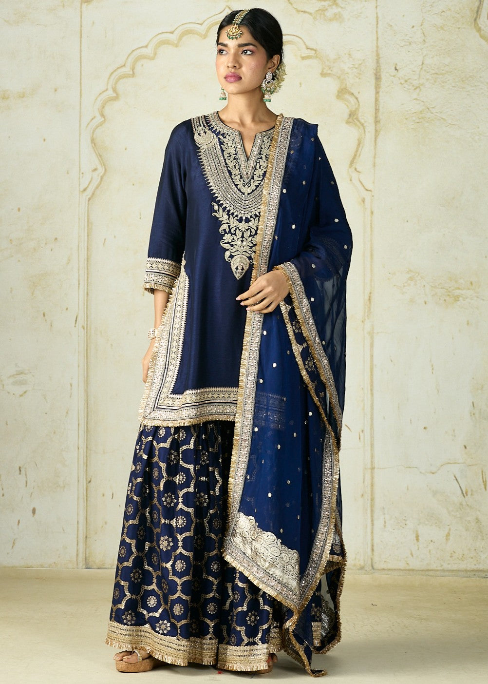 Navy Ameena Sharara Set