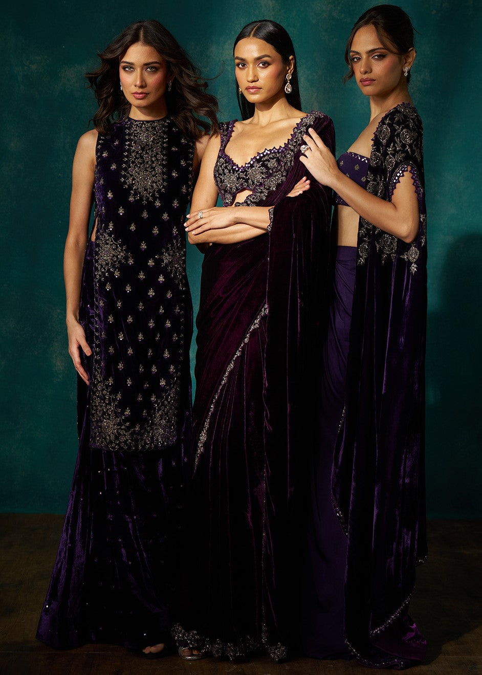 Wine Velvet Sari