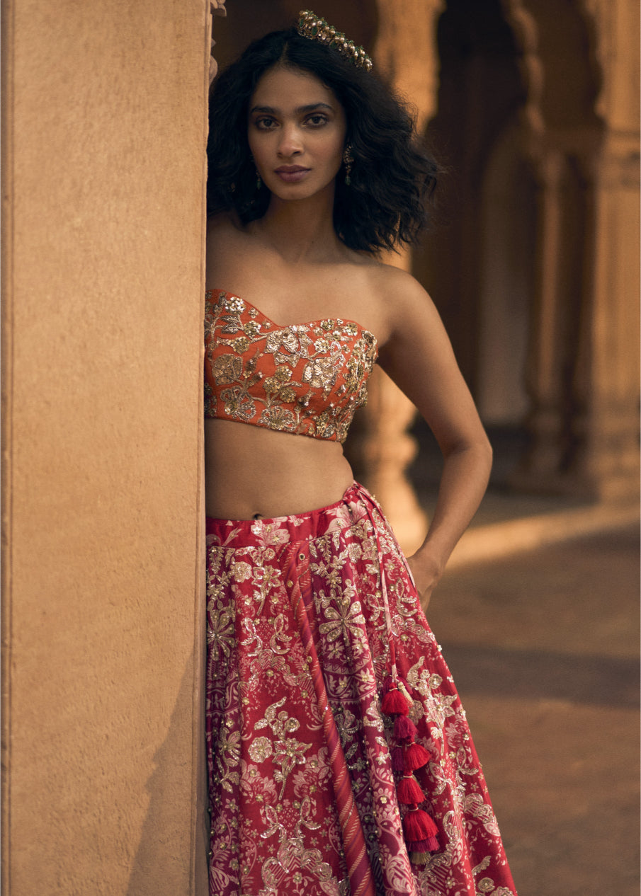 Pink Multi-Tone Lehenga Set
