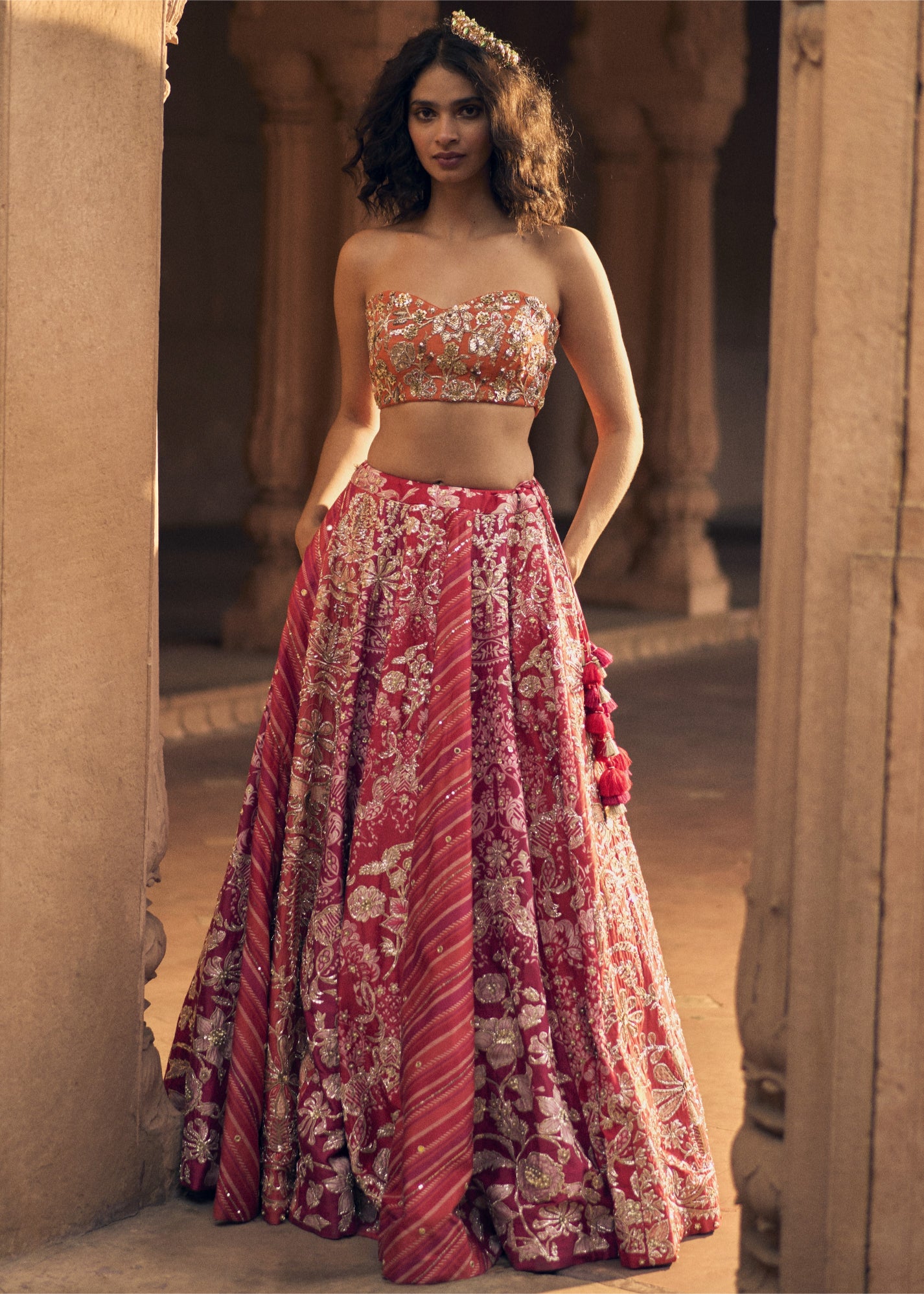 Pink Multi-Tone Lehenga Set