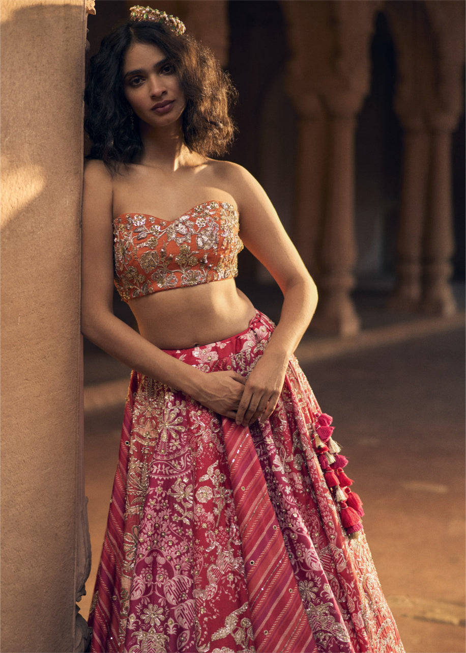 Pink Multi-Tone Lehenga Set