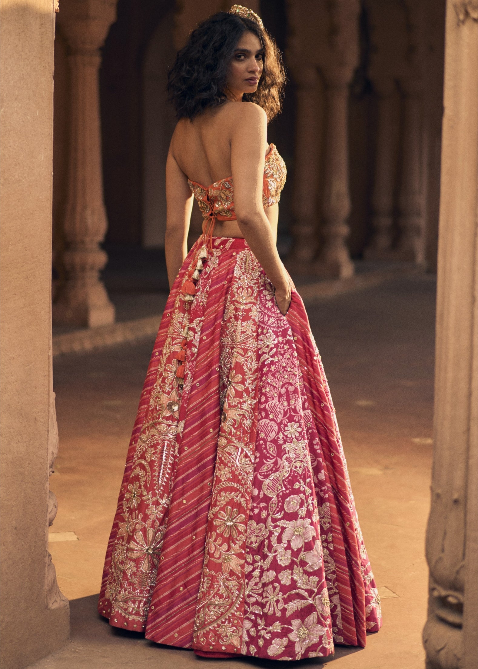 Pink Multi-Tone Lehenga Set