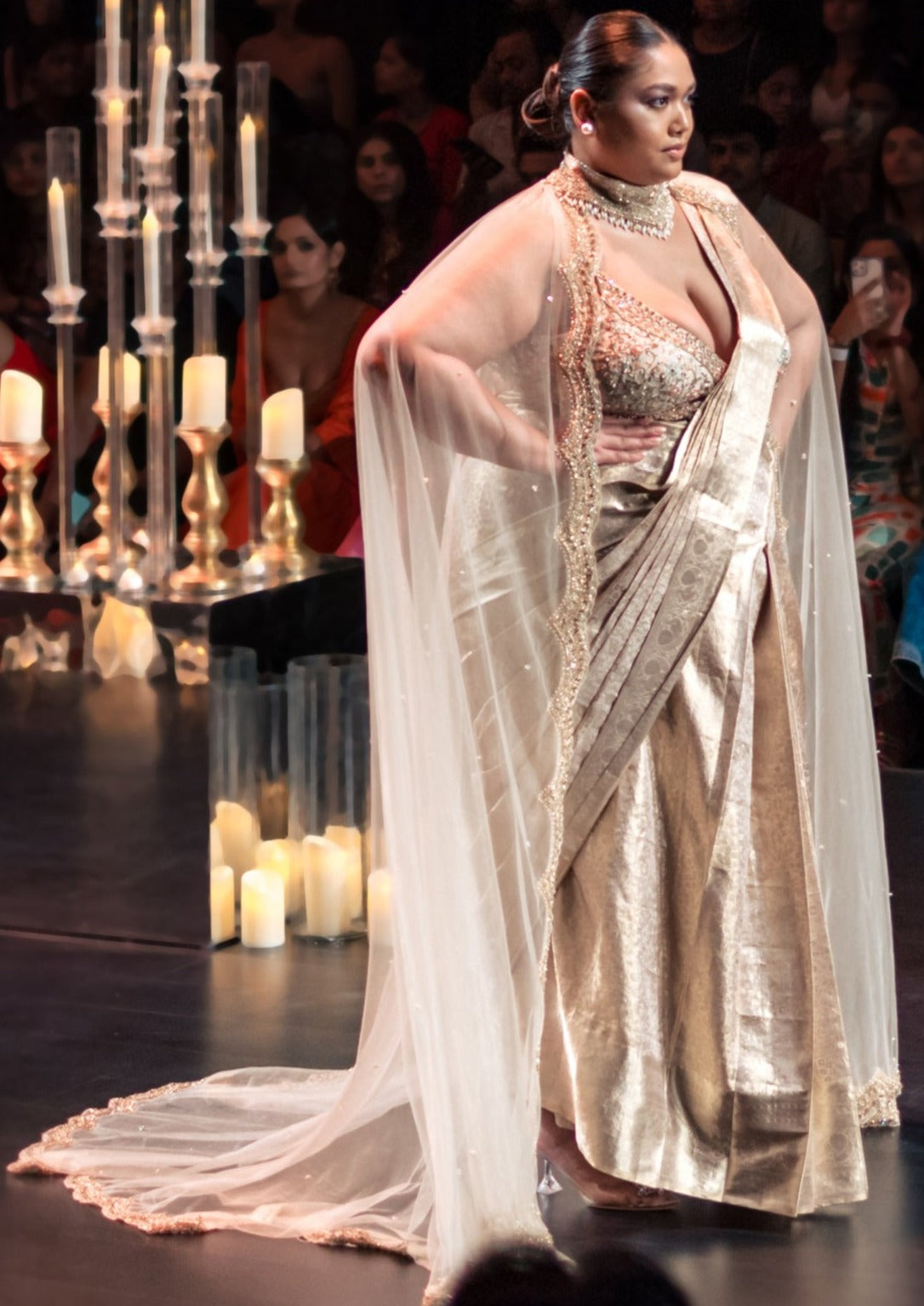 Gold Banarasi Silk Sari Set