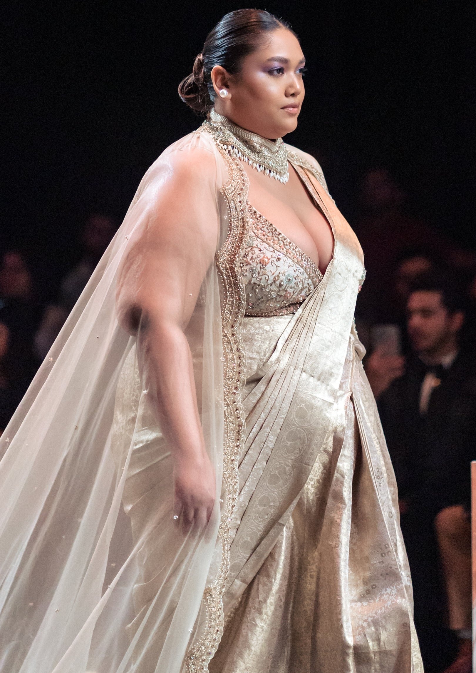 Gold Banarasi Silk Sari Set