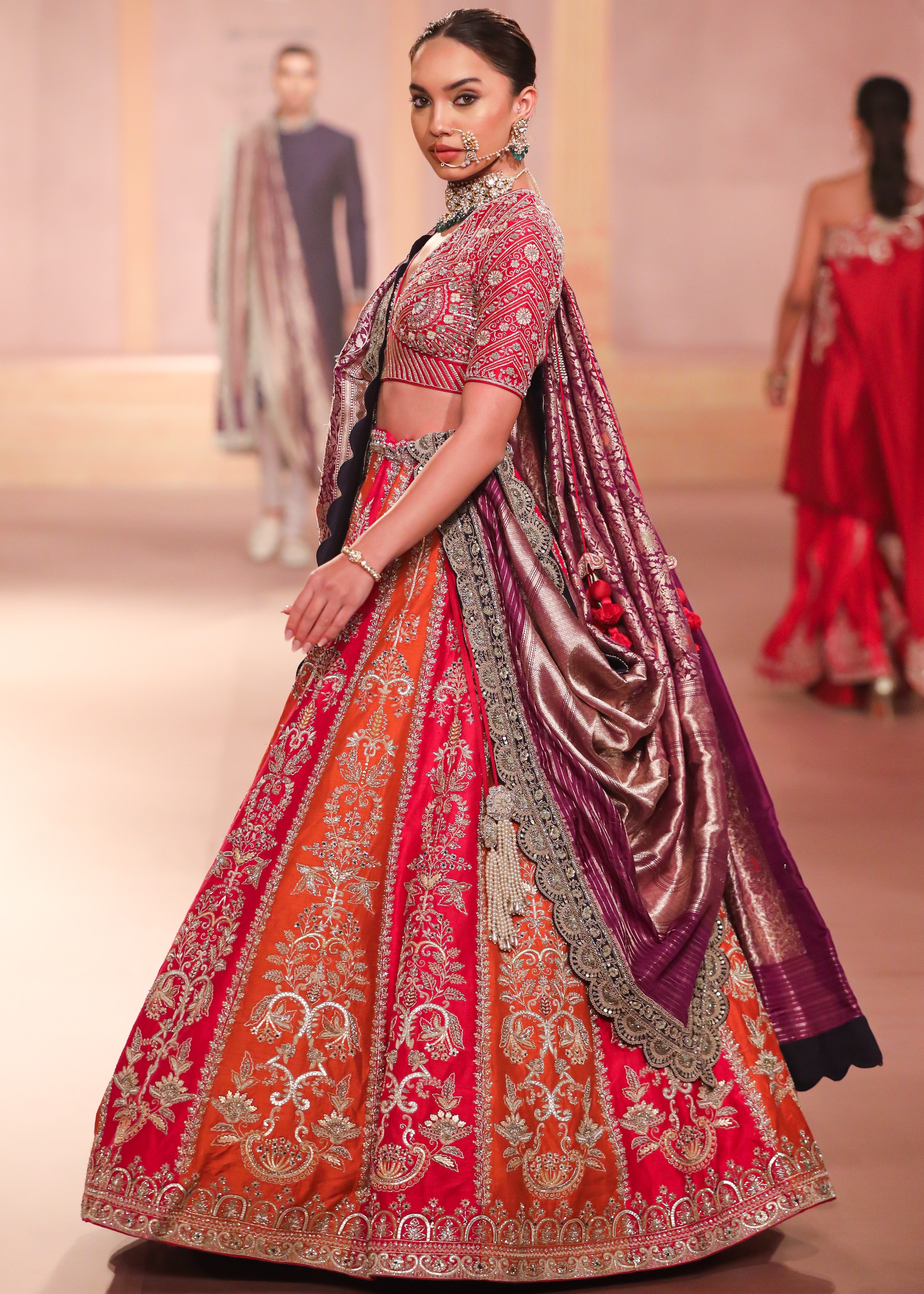 Rani Pink & Rust Lehenga Set