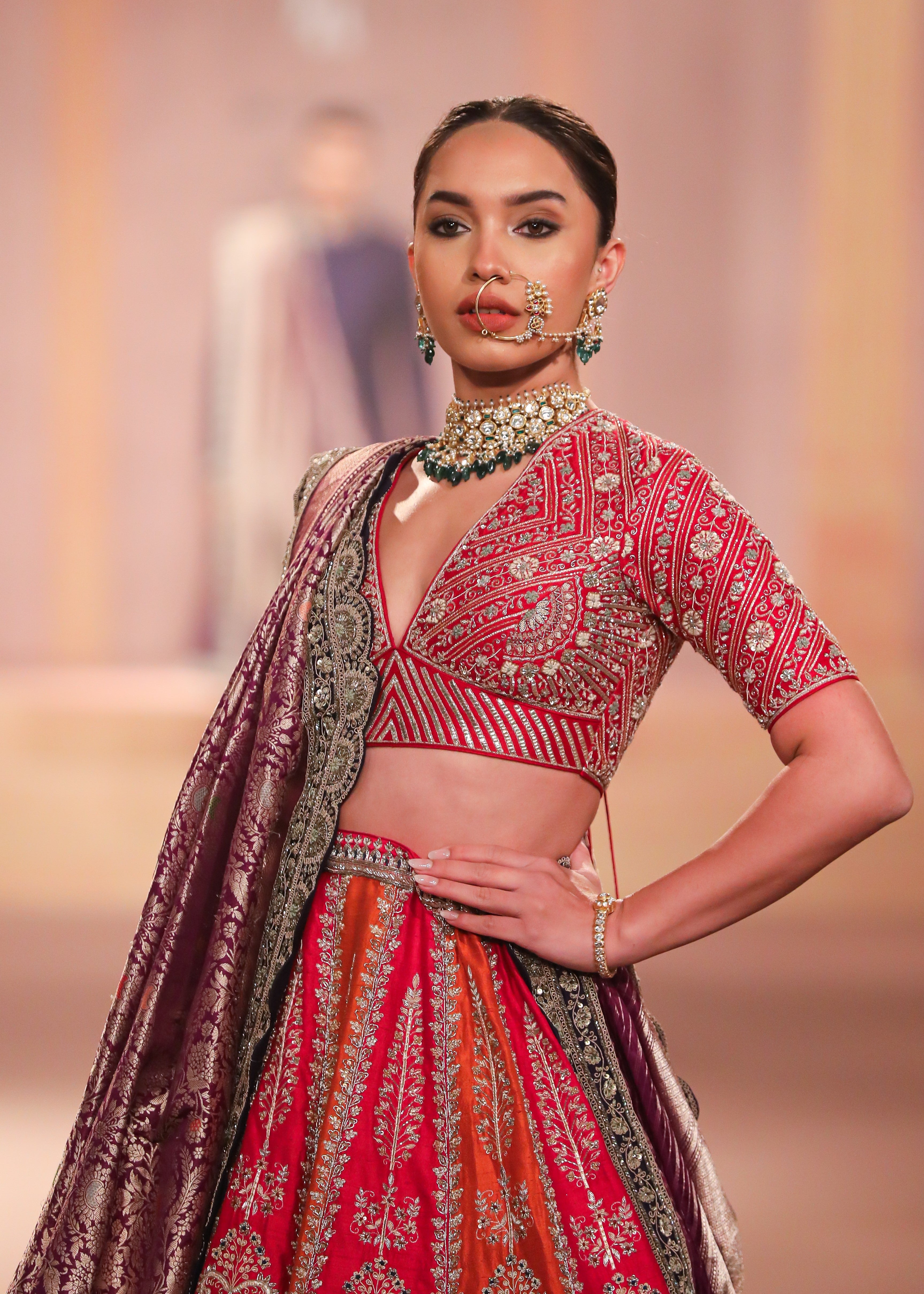 Rani Pink & Rust Lehenga Set