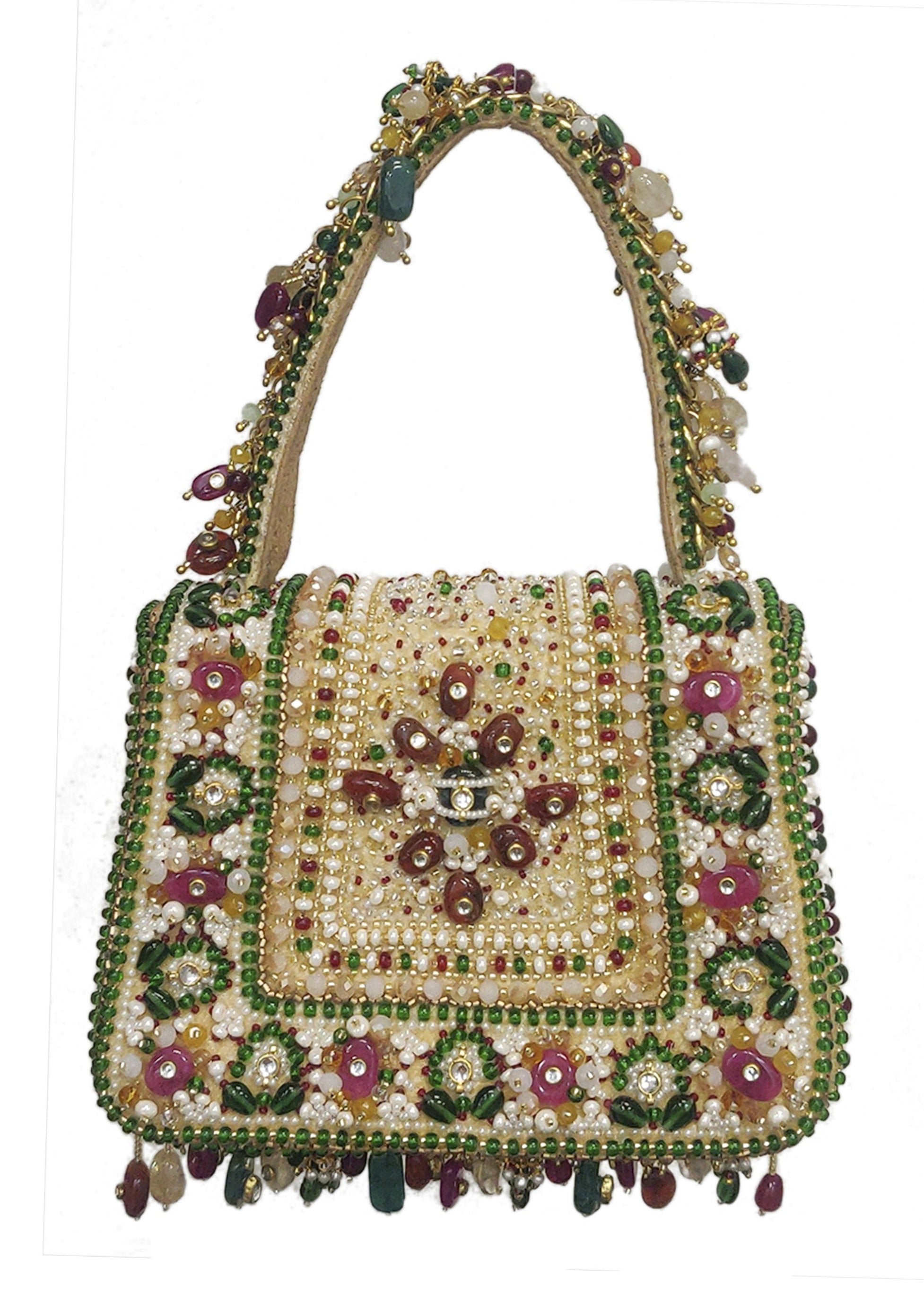 Amara Mini Trapezium Ruby Red Emerald Green Mini Bag