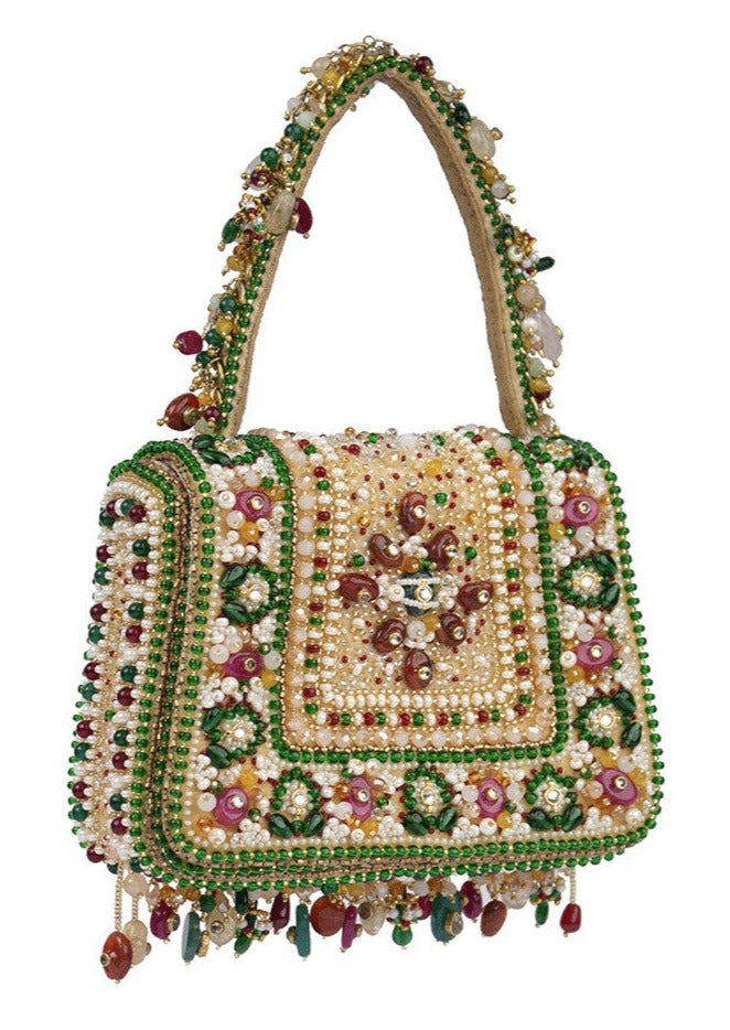 Amara Mini Trapezium Ruby Red Emerald Green Mini Bag