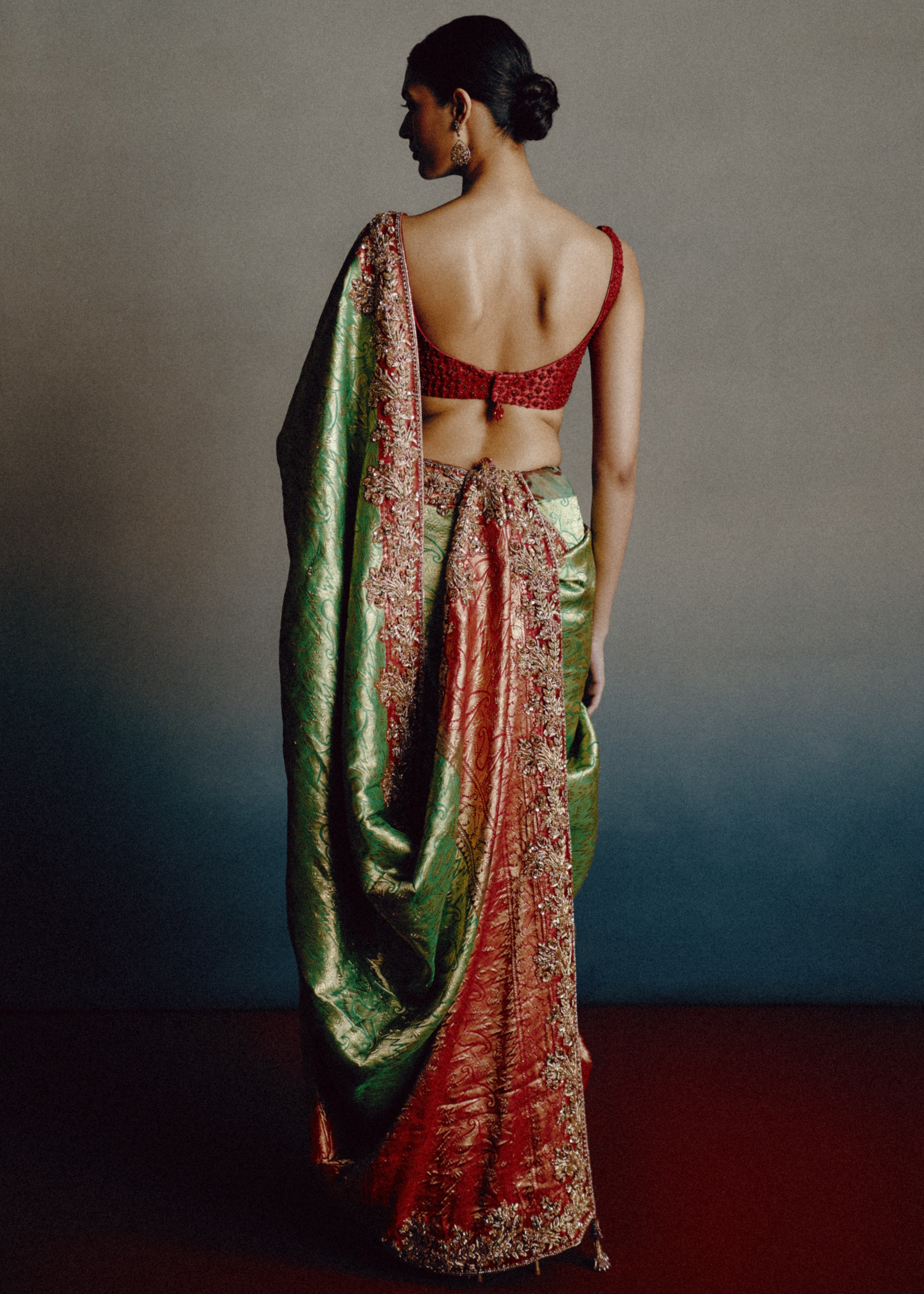 Verdant Rouge Banarasi Sari