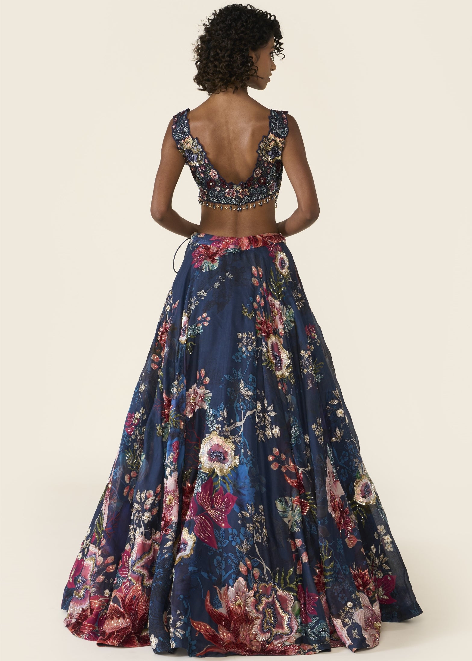 Blue Printed Lehenga Set
