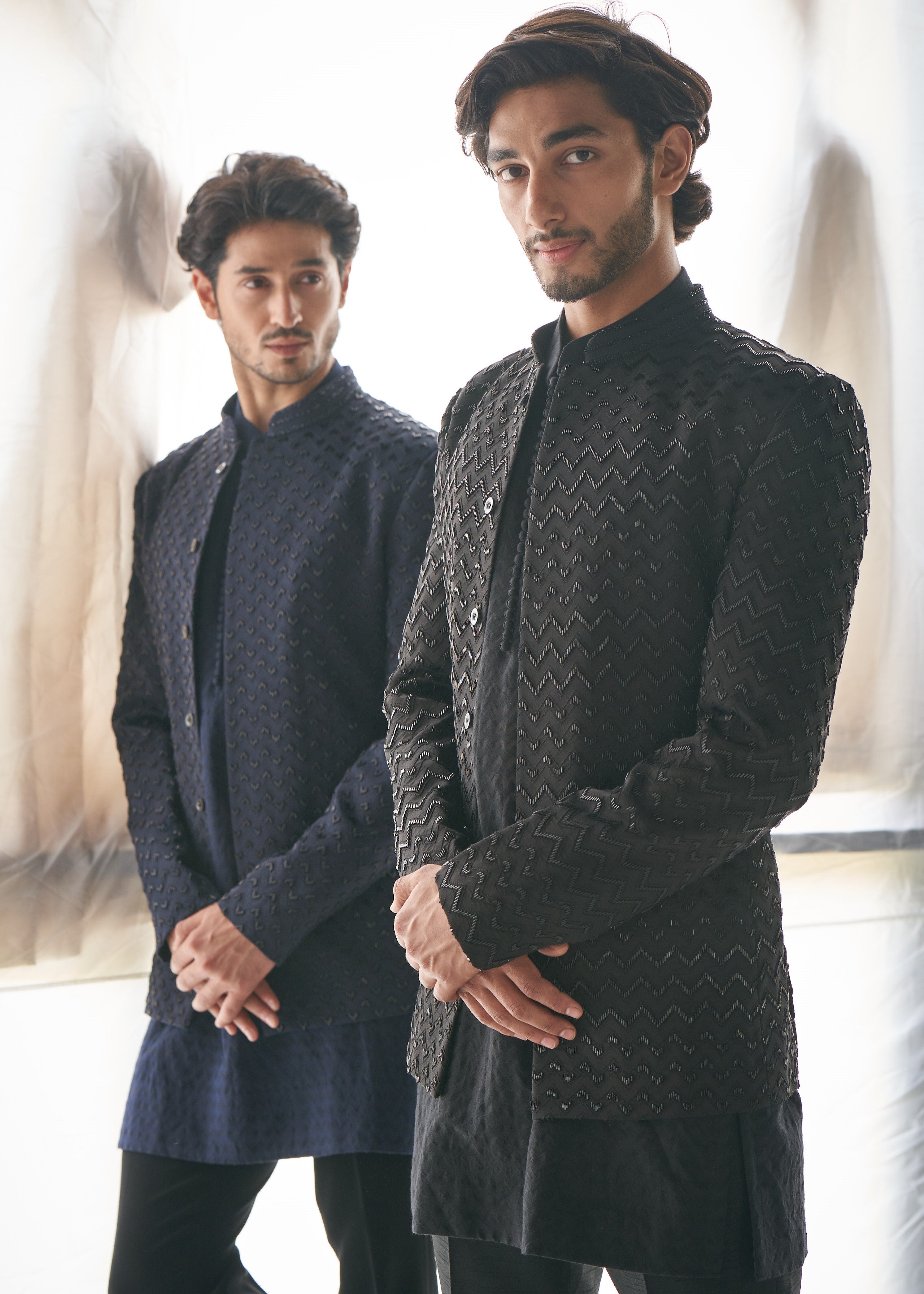 Black Chevron Bandhgala