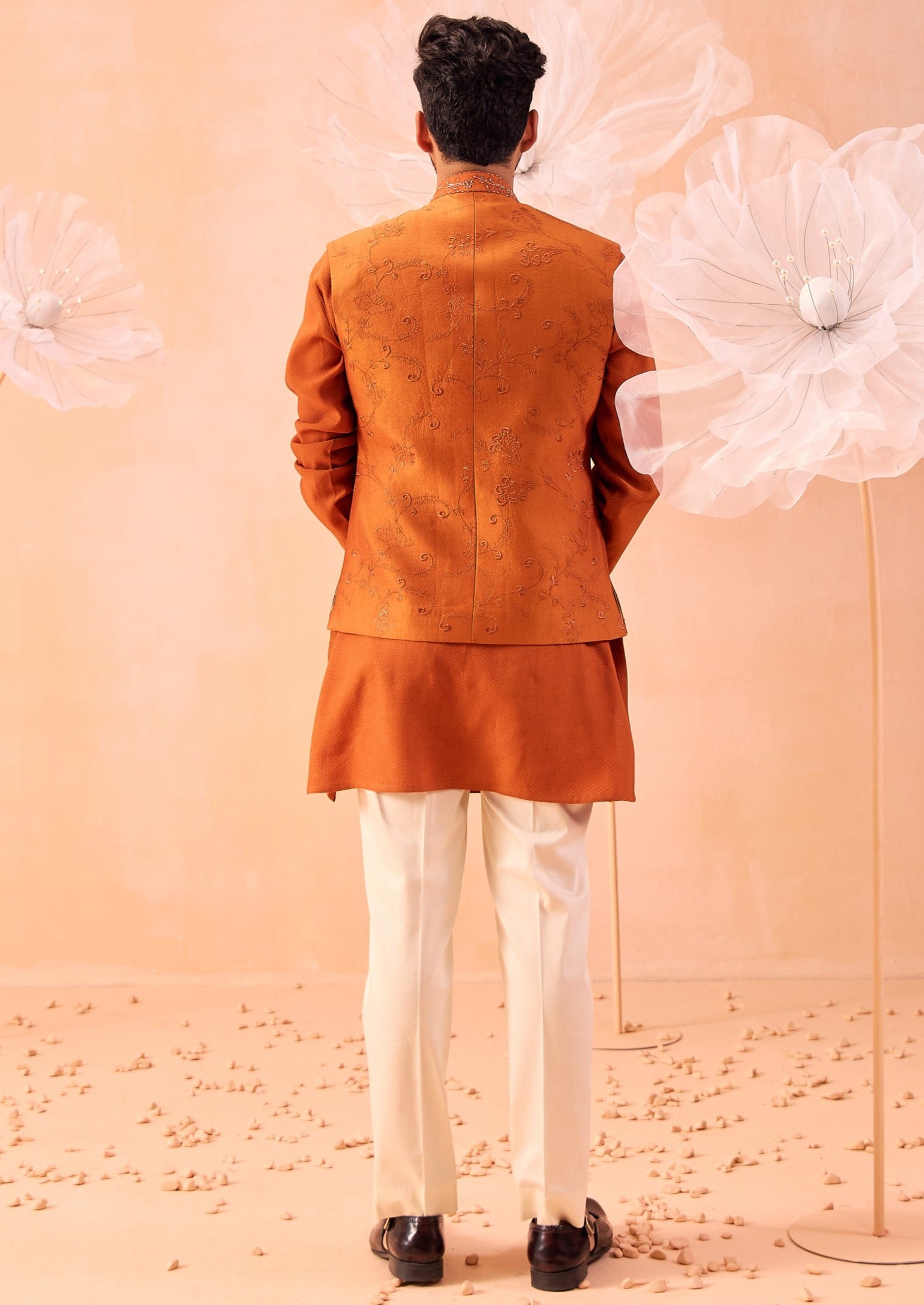 Burnt Orange Nehru Jacket Set
