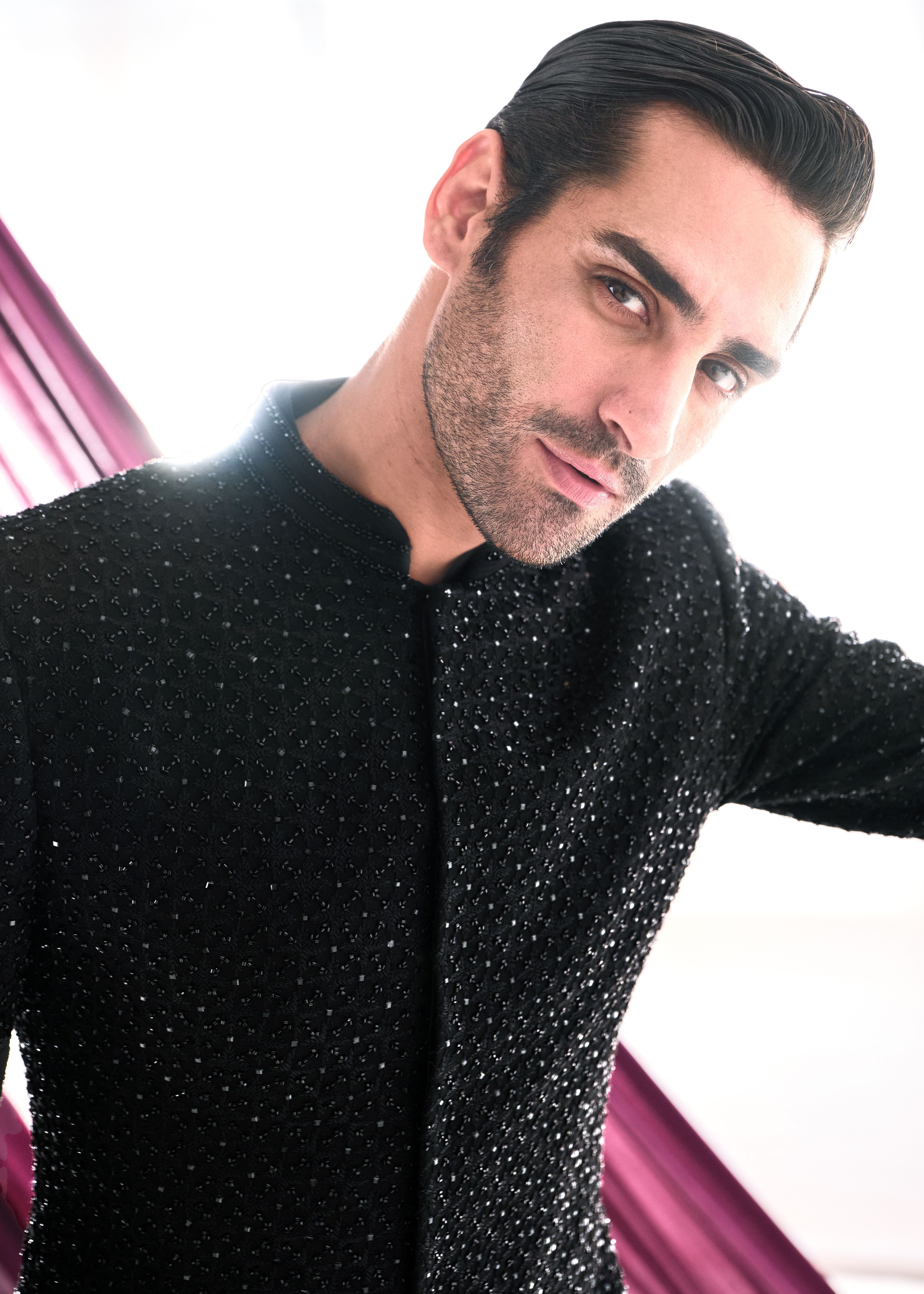 Black Cutdana Work Sherwani