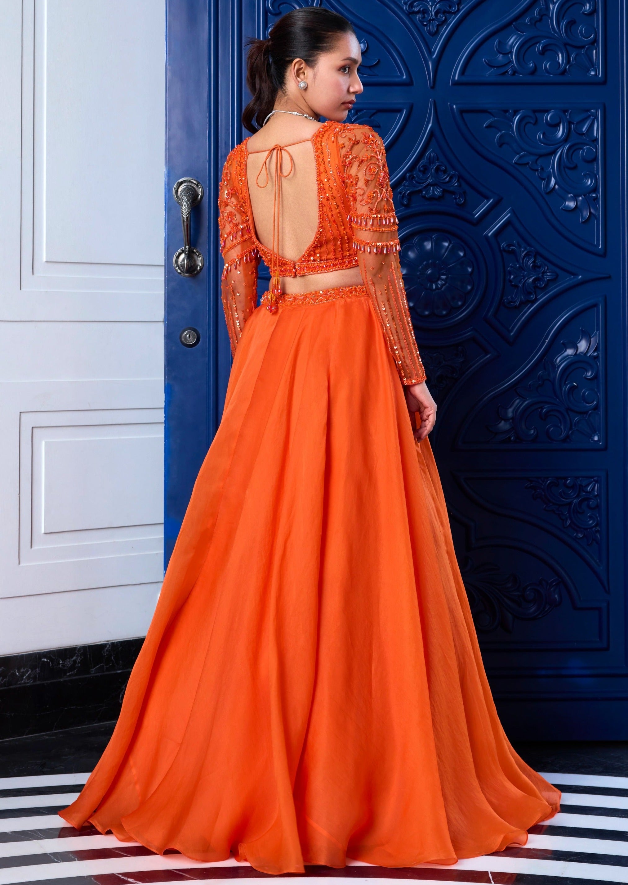 Orange Tonal Skirt Set