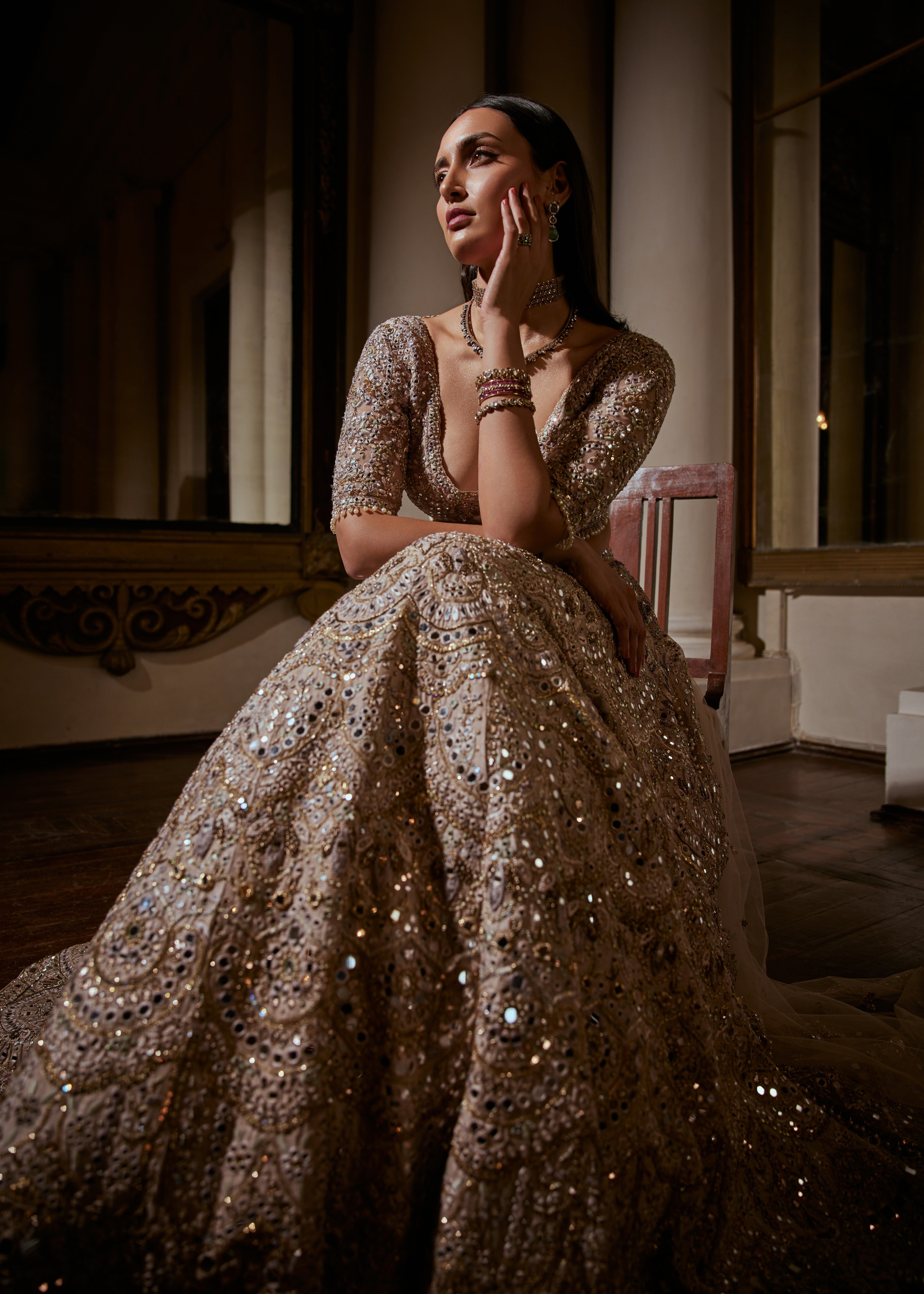 Dusky Rose Mirror Lehenga Set