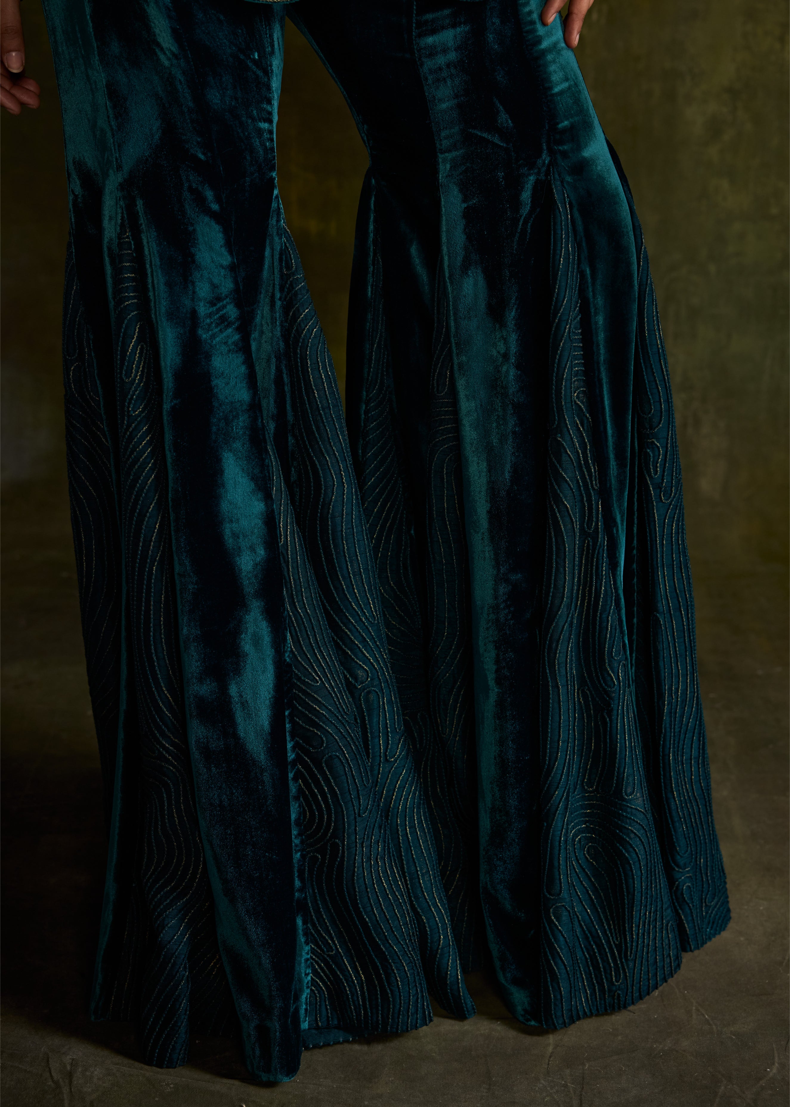 Turqoise Velvet Cut- Out Peplum