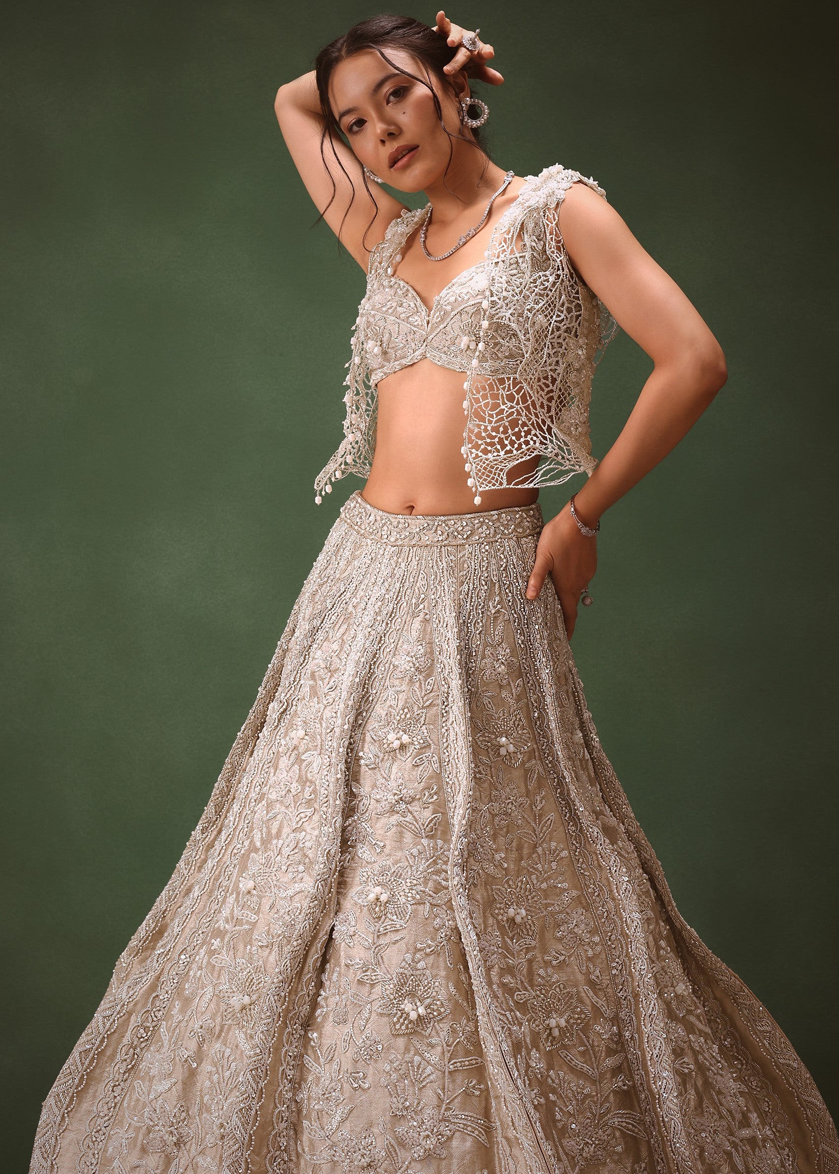 Silver Embroidered Lehenga