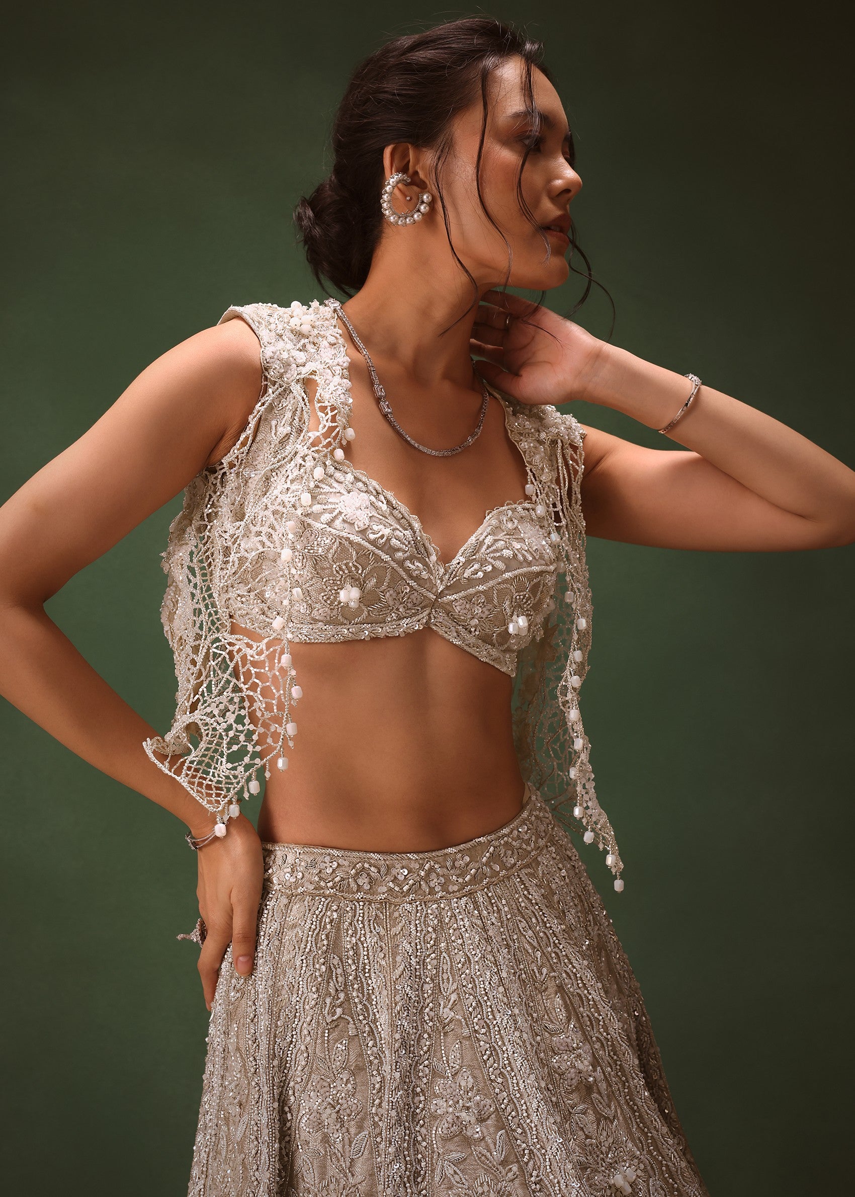 Silver Embroidered Lehenga